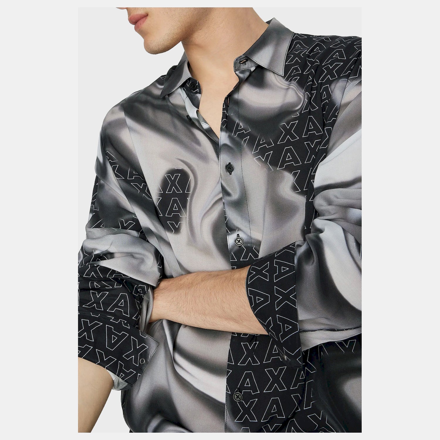 Armani Exchange Camisa  Shirt 6rzc10 Znrnz Blk Multi Preto Multicolor_shot4