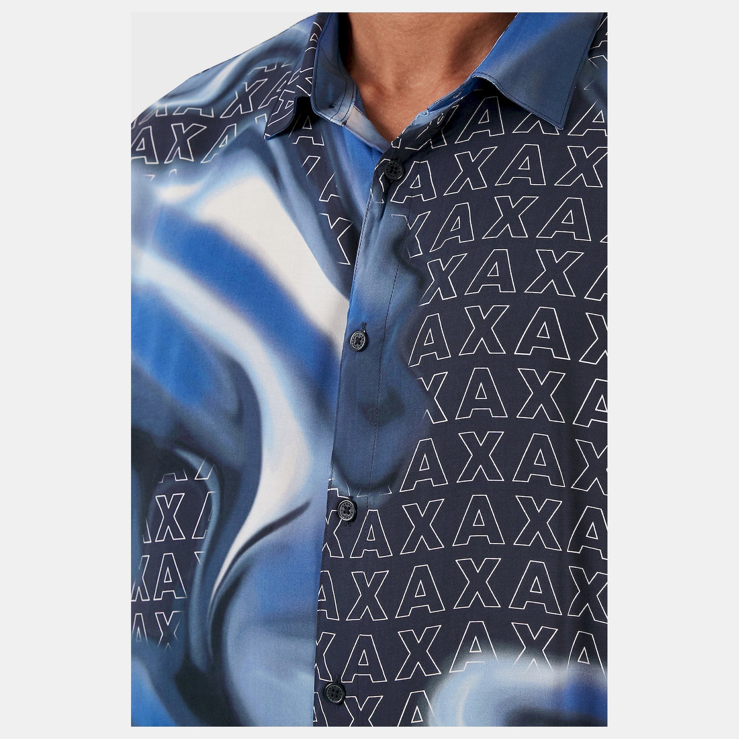 Armani Exchange Camisa Shirt 6rzc10 Znrnz Blue Multi Azul Multicolor_shot5
