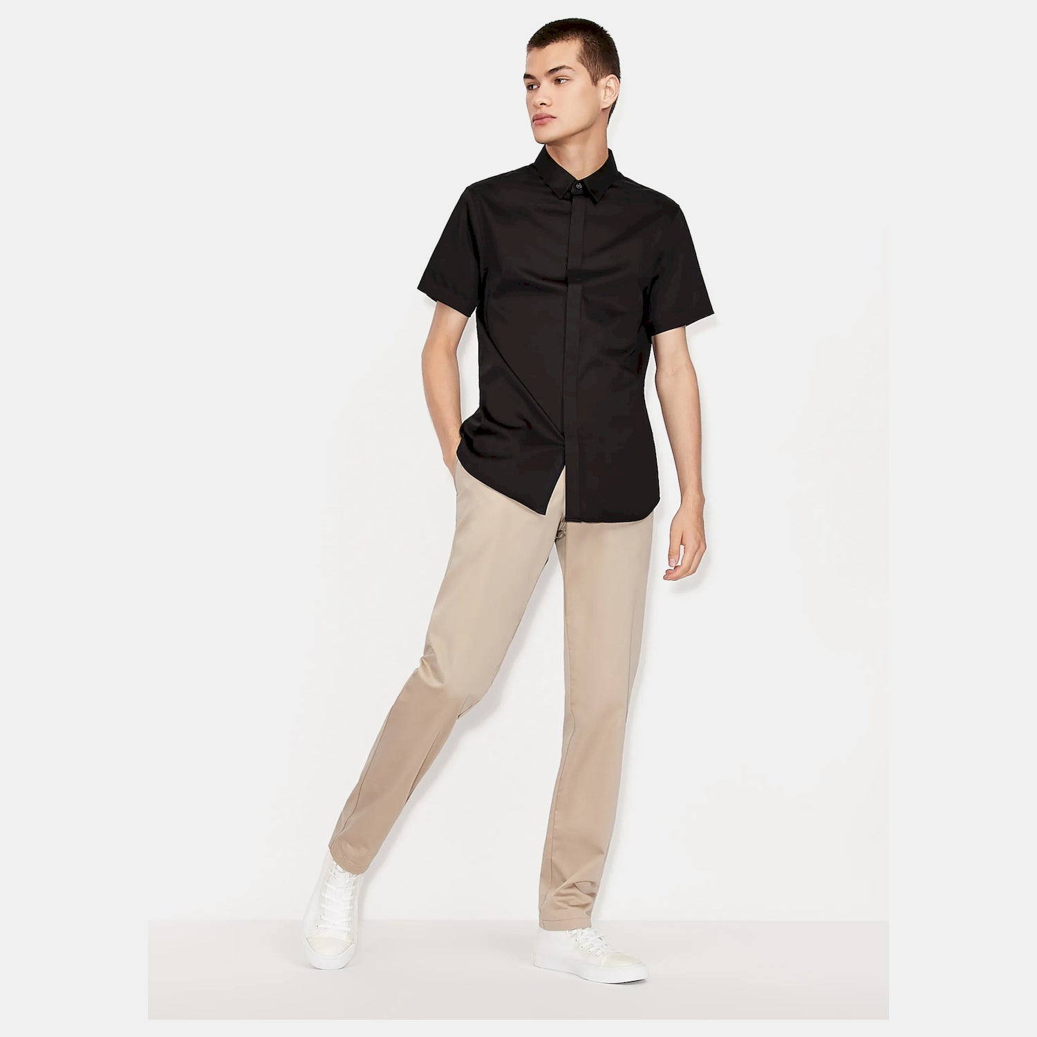 Armani Exchange Camisa Shirt 8nzcbf Zn10z Black Preto_shot3