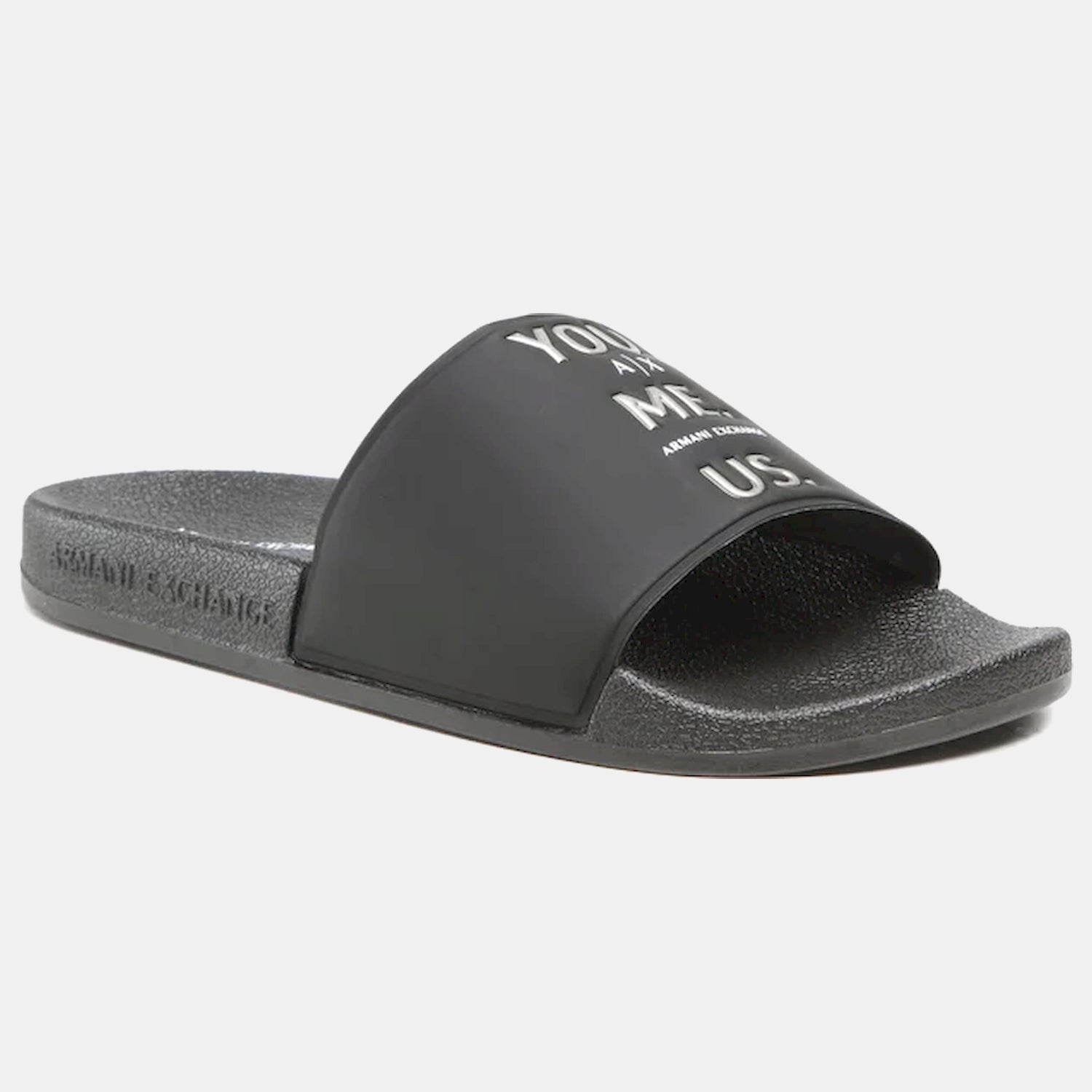 Armani Exchange Chinelos Slippers Xup004 Xv597 Blk Gold Preto Ouro_shot5