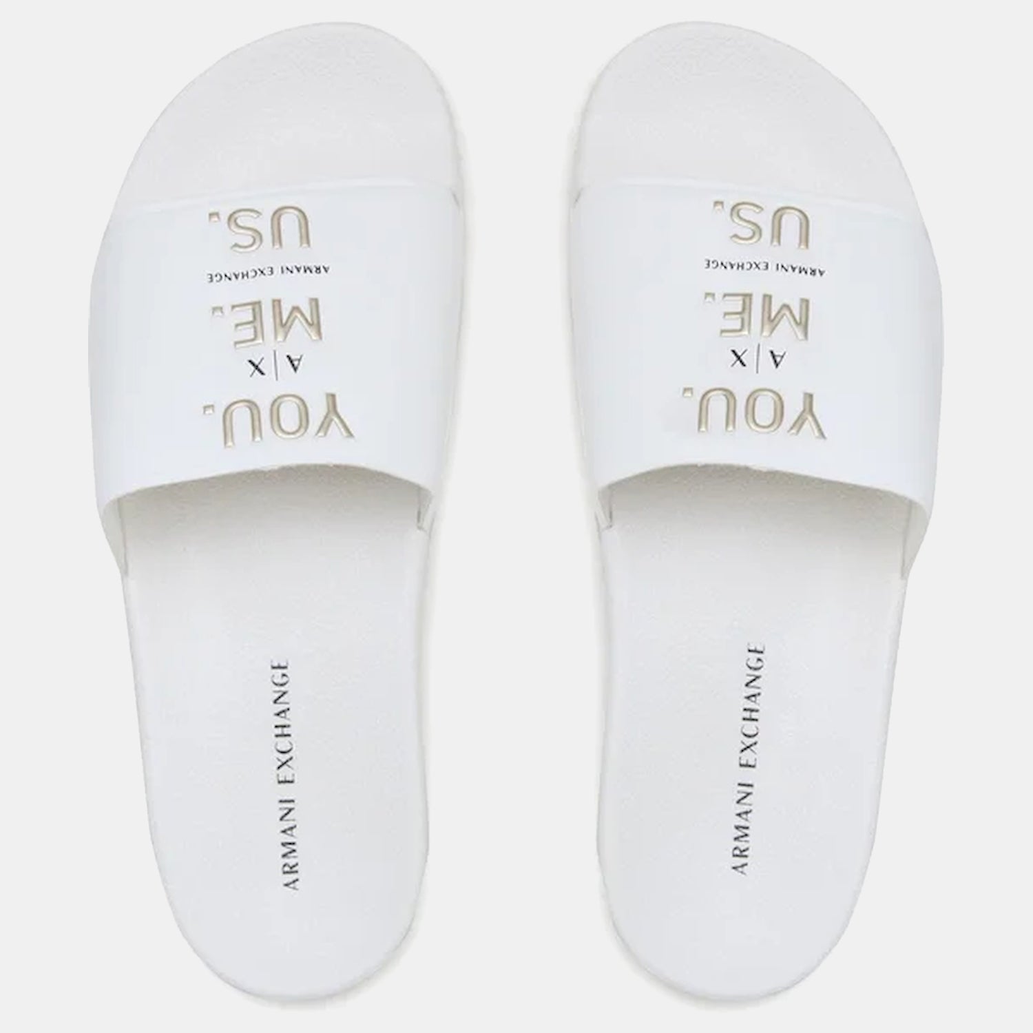 Armani Exchange Chinelos Slippers Xup004 Xv597 Whi Gold Branco Dourado_shot3