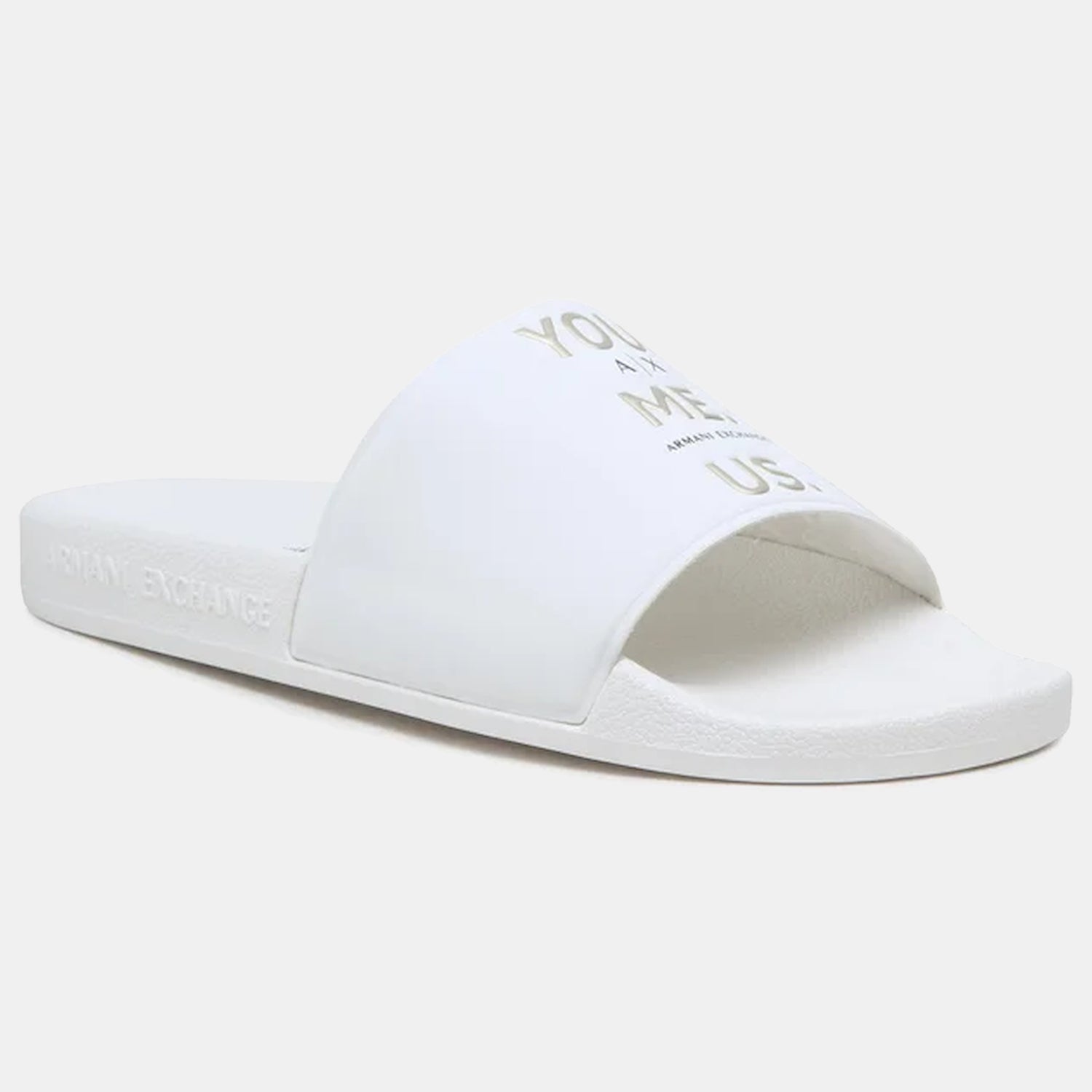 Armani Exchange Chinelos Slippers Xup004 Xv597 Whi Gold Branco Dourado_shot5