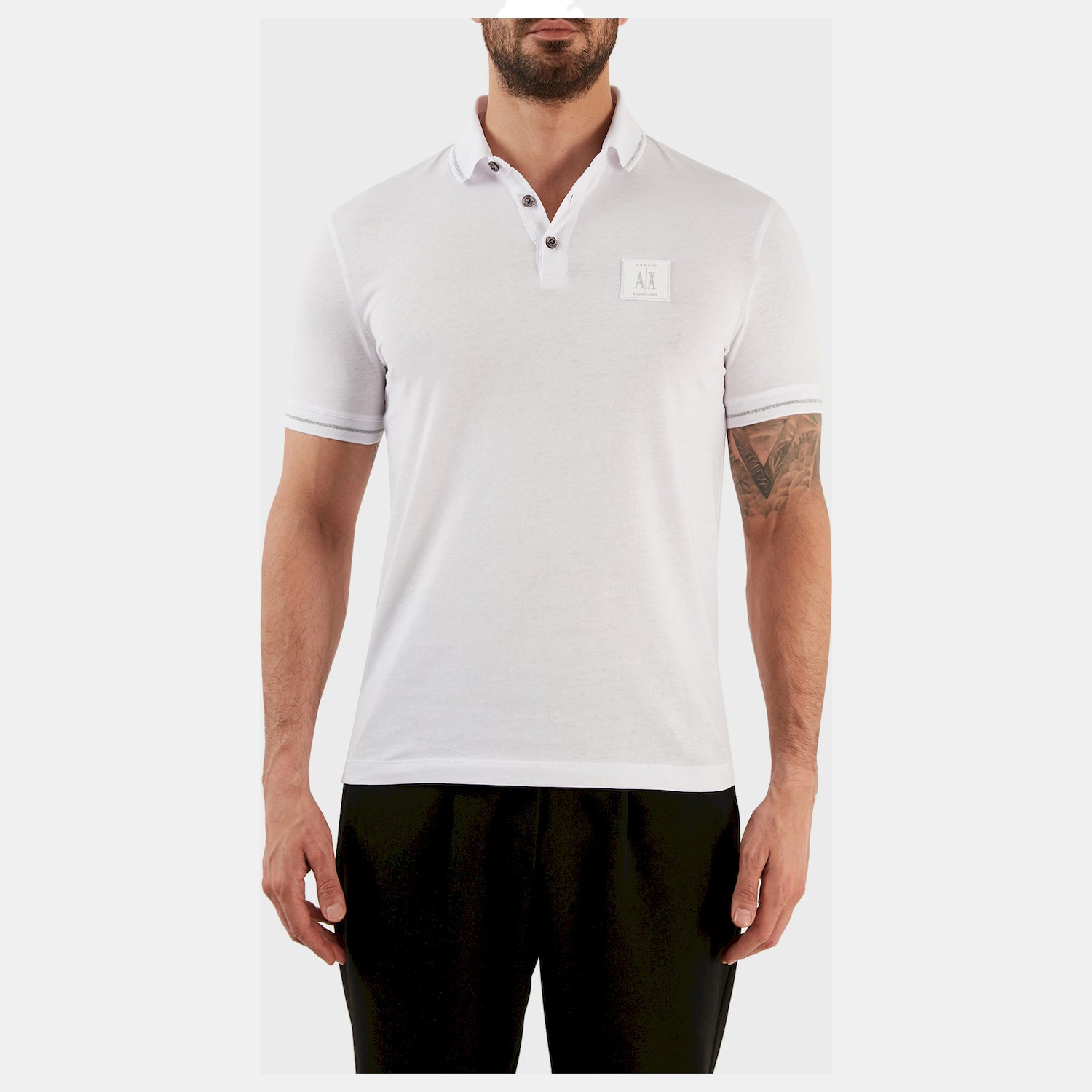 Armani Exchange Polo 8nzfpq Zjh4z Whi Silver Branco Prateado_shot1