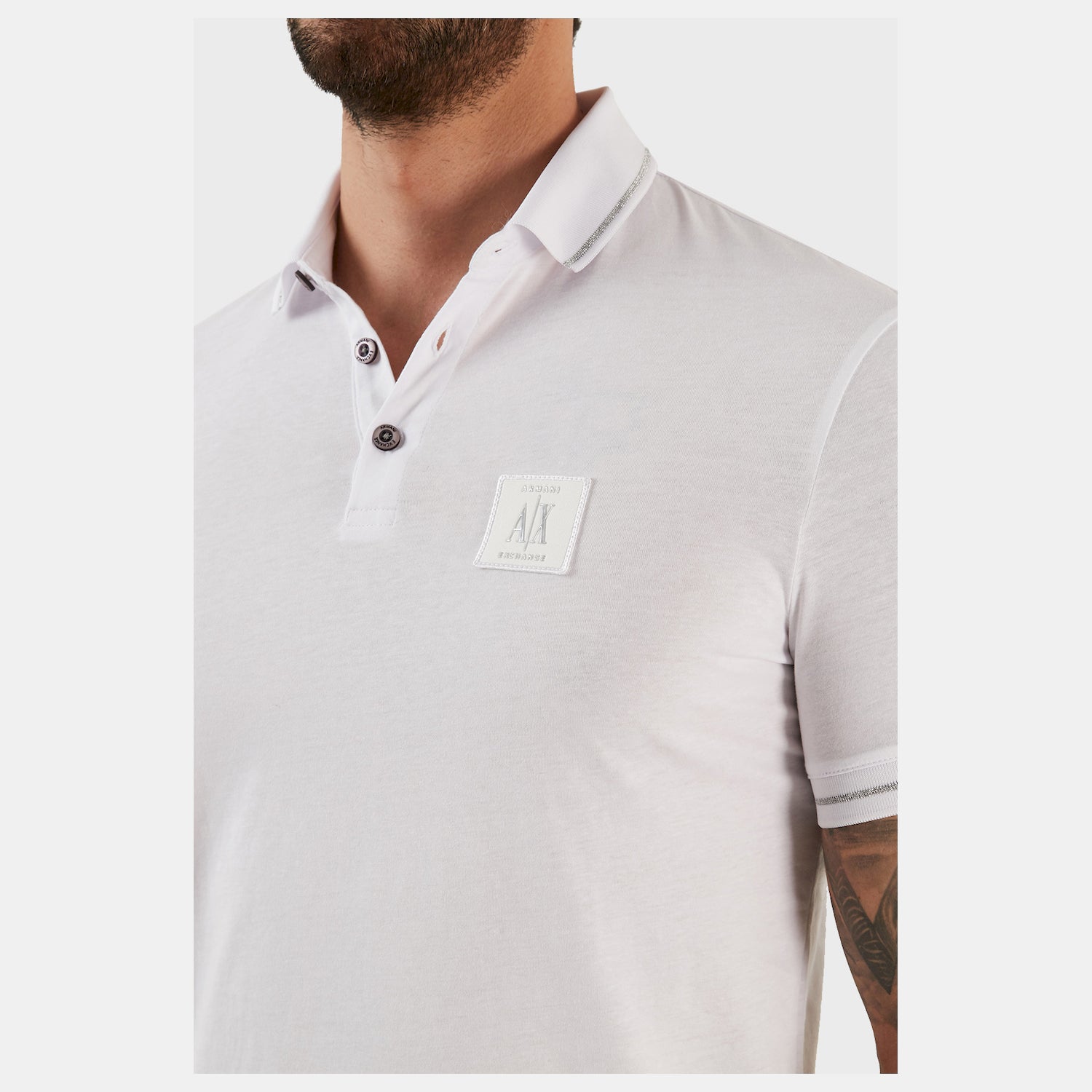 Armani Exchange Polo 8nzfpq Zjh4z Whi Silver Branco Prateado_shot2
