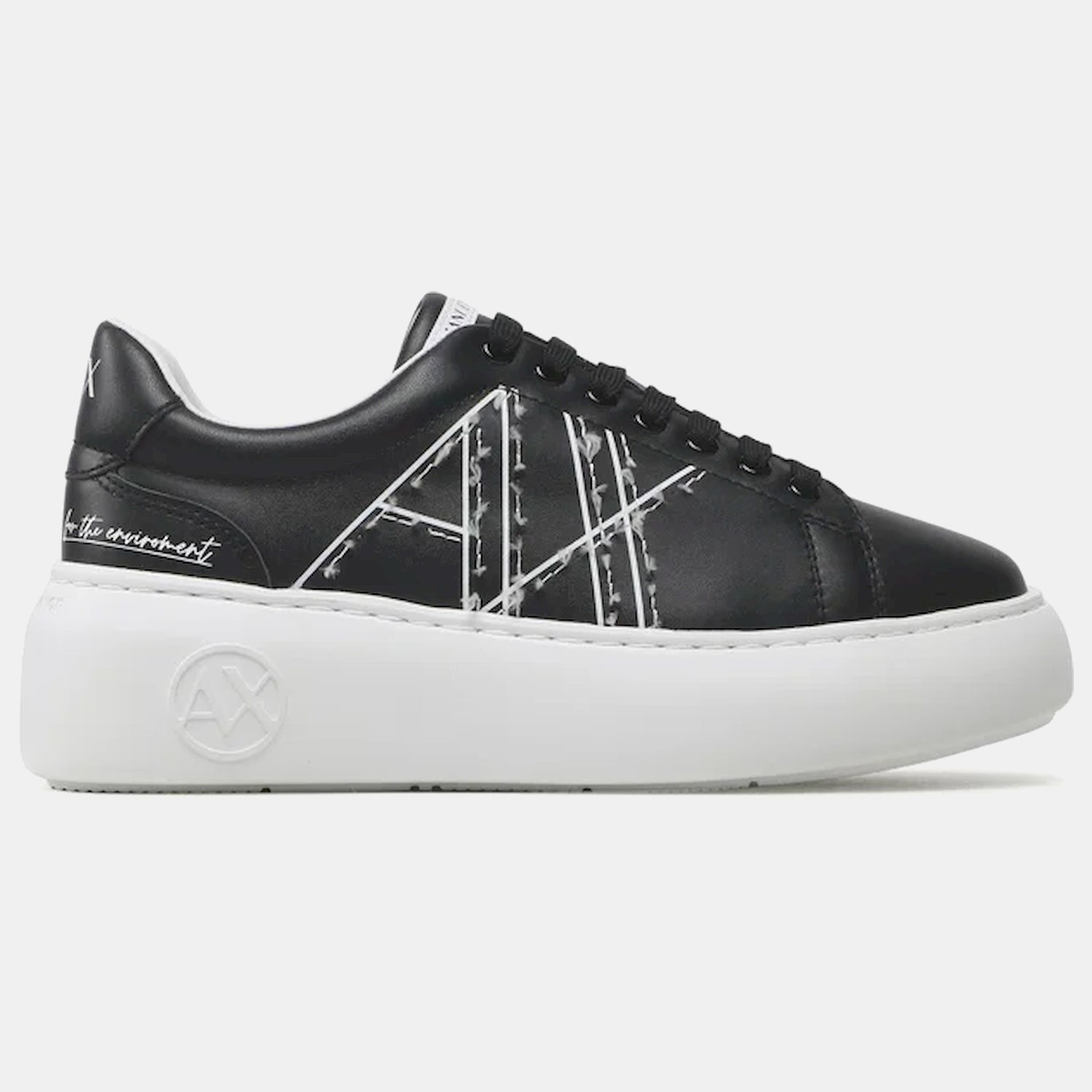 Armani Exchange Sapatilhas Sneakers Shoes Xdx107 Xv584 Blk White Preto Branco_shot1