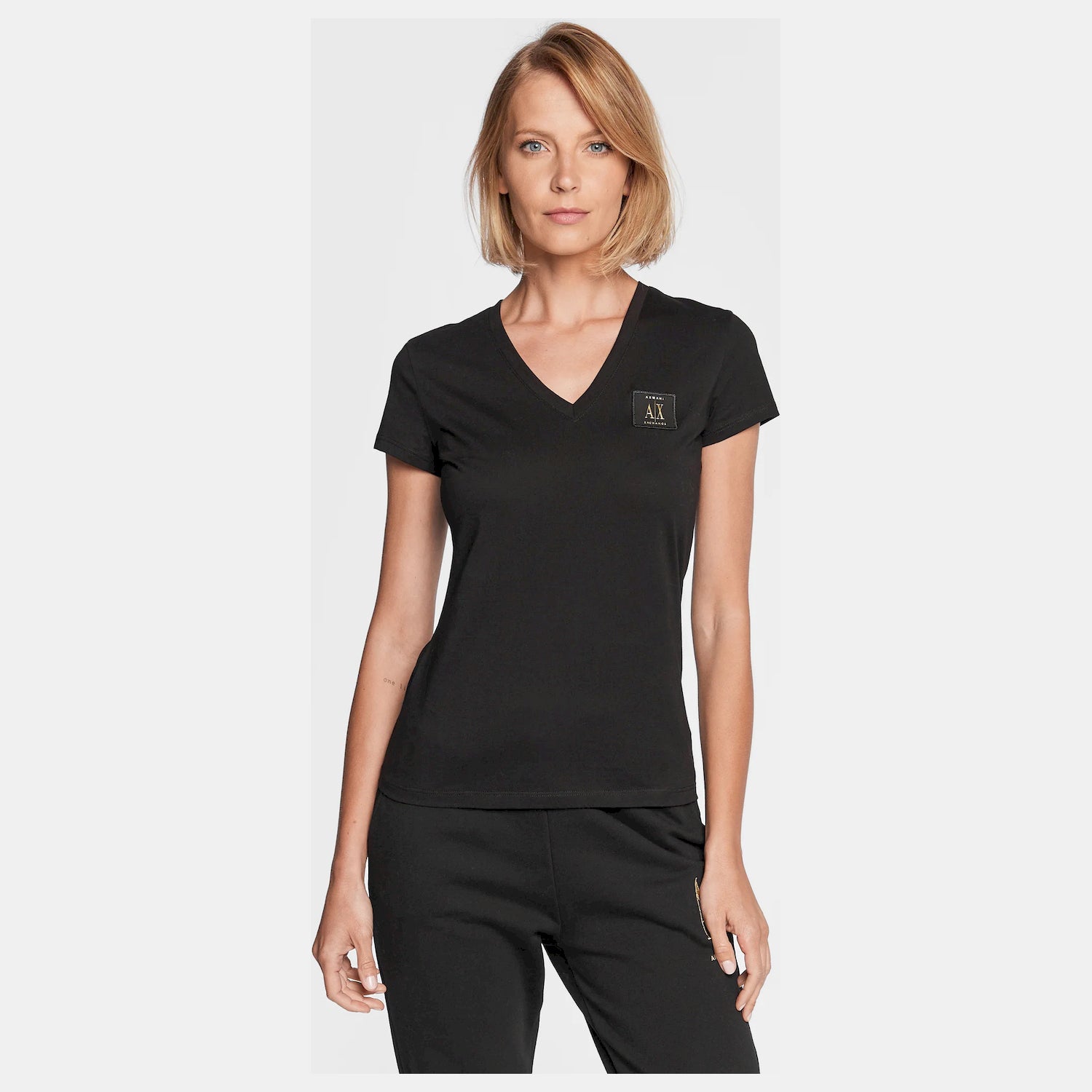 Armani Exchange T Shirt 8nytnx Yjg3z Blk Gold Preto Ouro_shot2