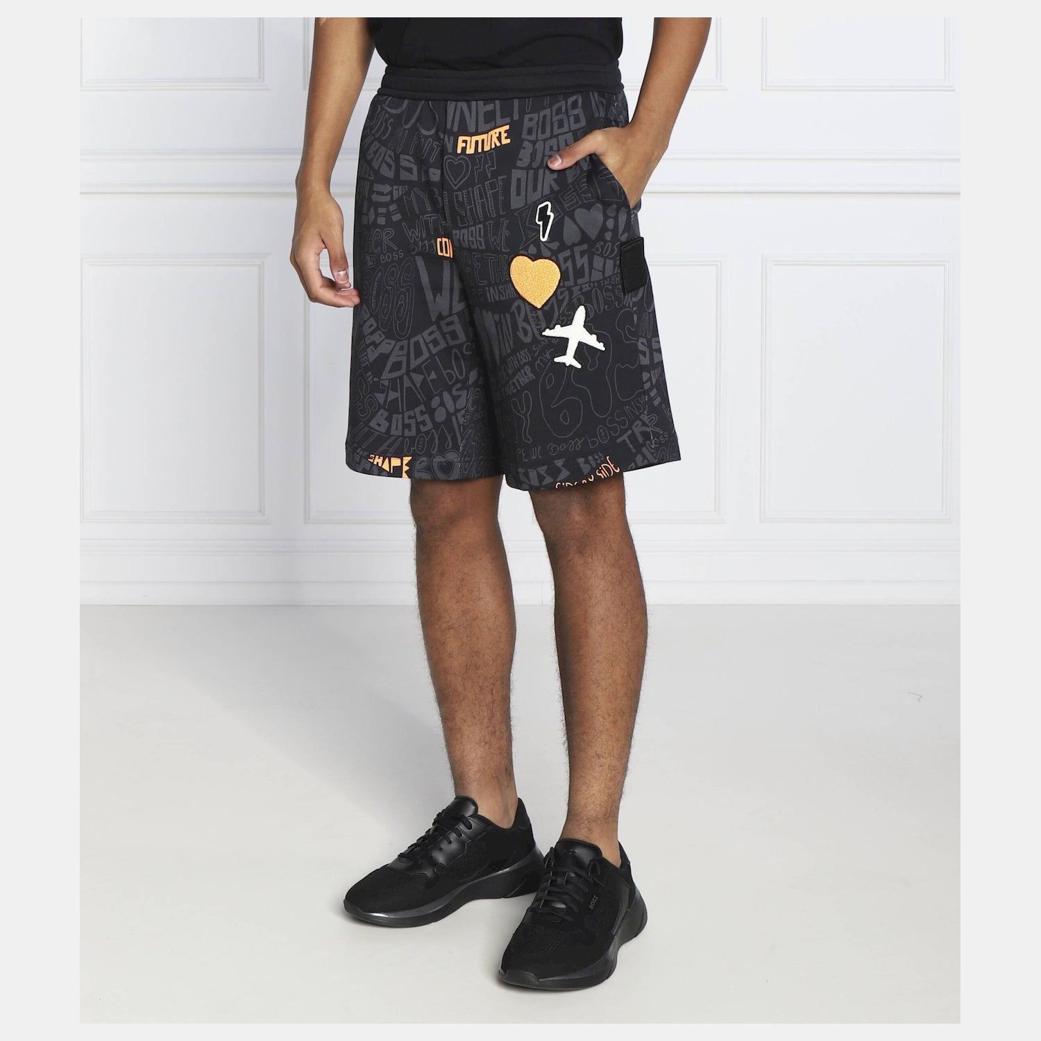 Boss Calcao Shorts Headlo Lotus Blk Multi Preto Multicolor_shot2