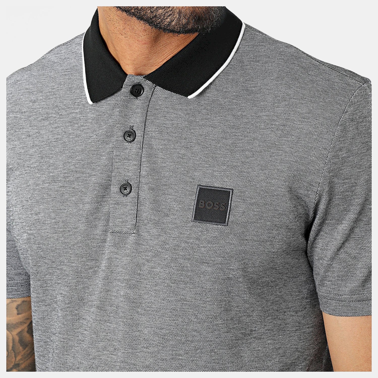 Boss Polo Peoxford Grey Black Cinza Preto_shot1