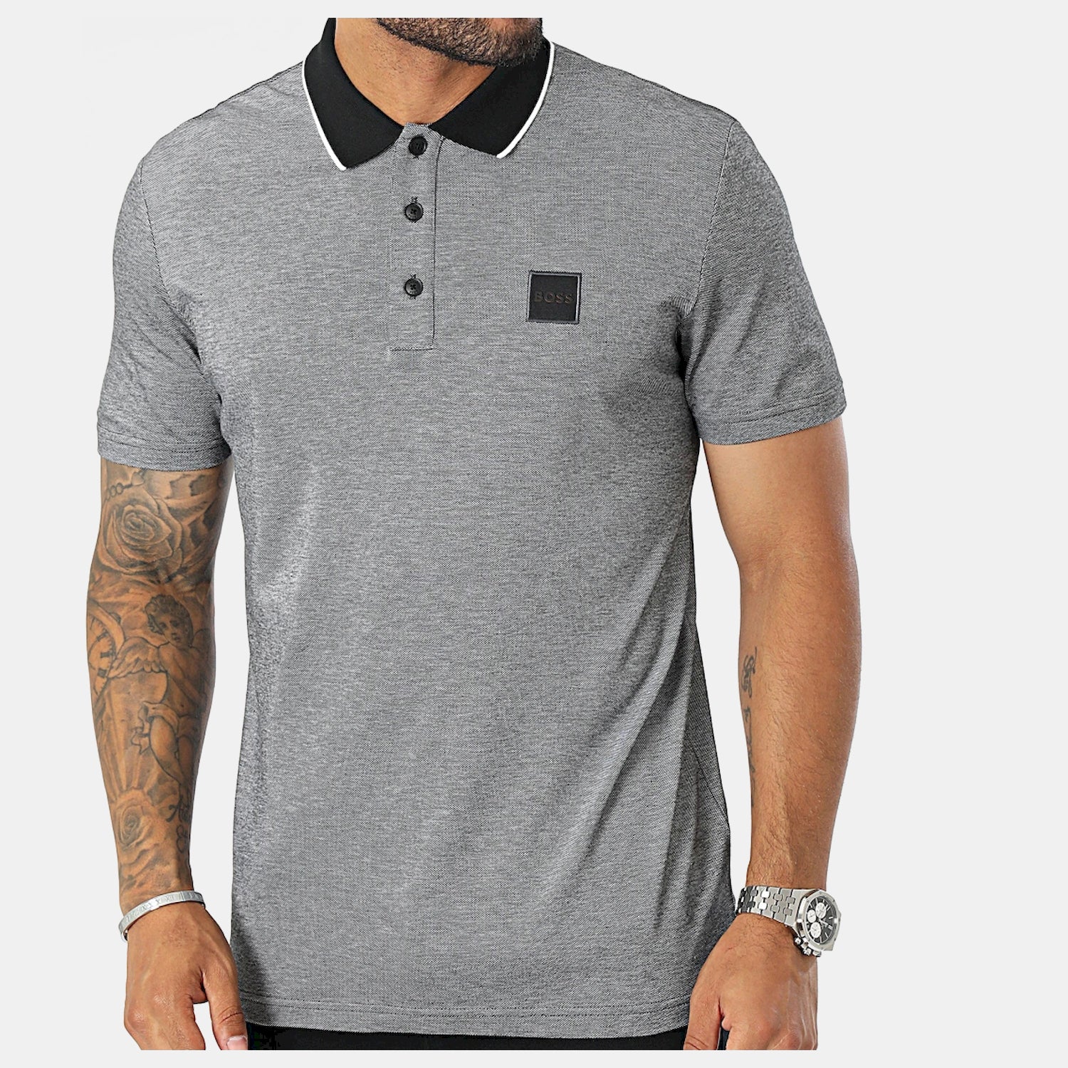 Boss Polo Peoxford Grey Black Cinza Preto_shot2