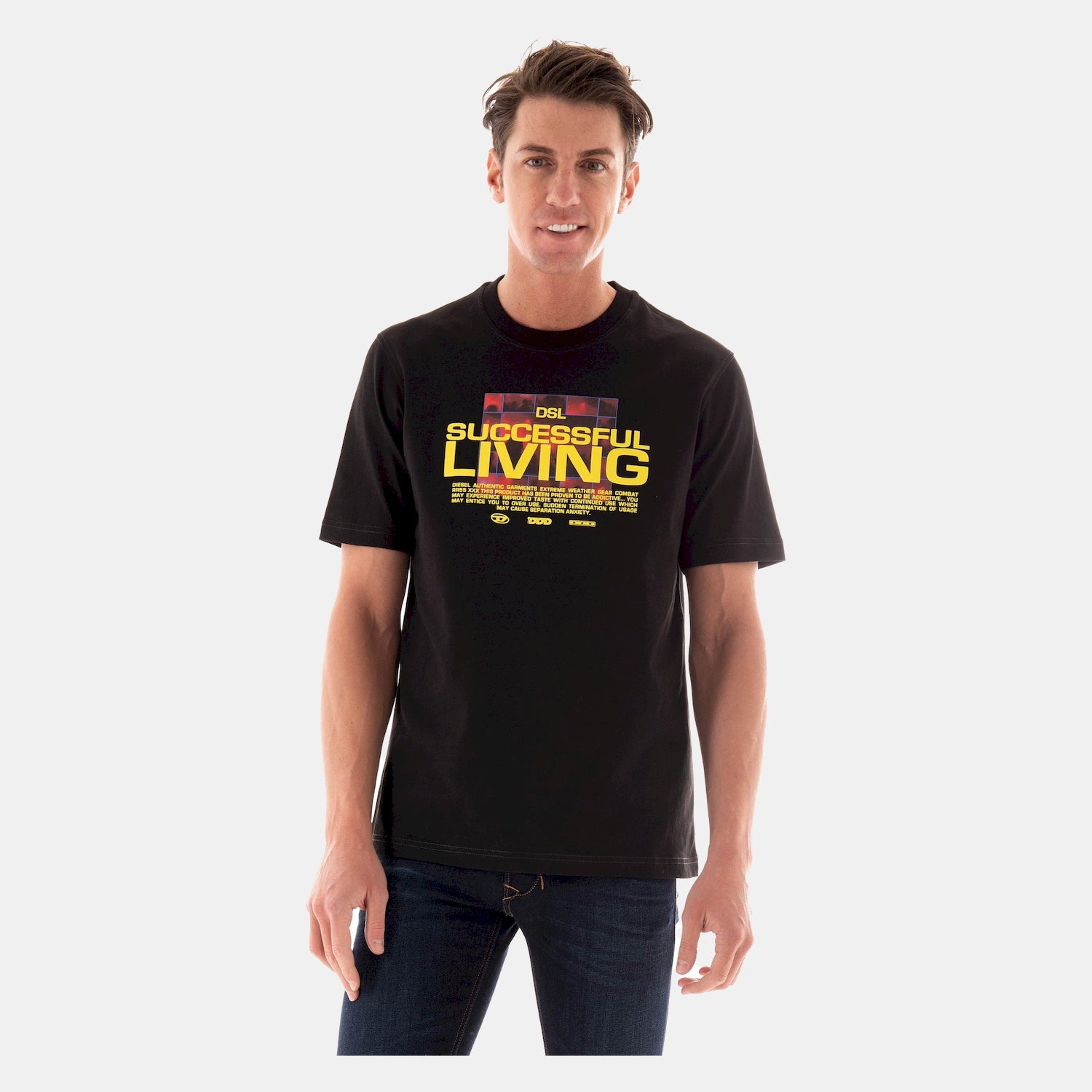 Diesel T Shirt A12275 0beaf Blk Multi Preto Multicolor_shot1