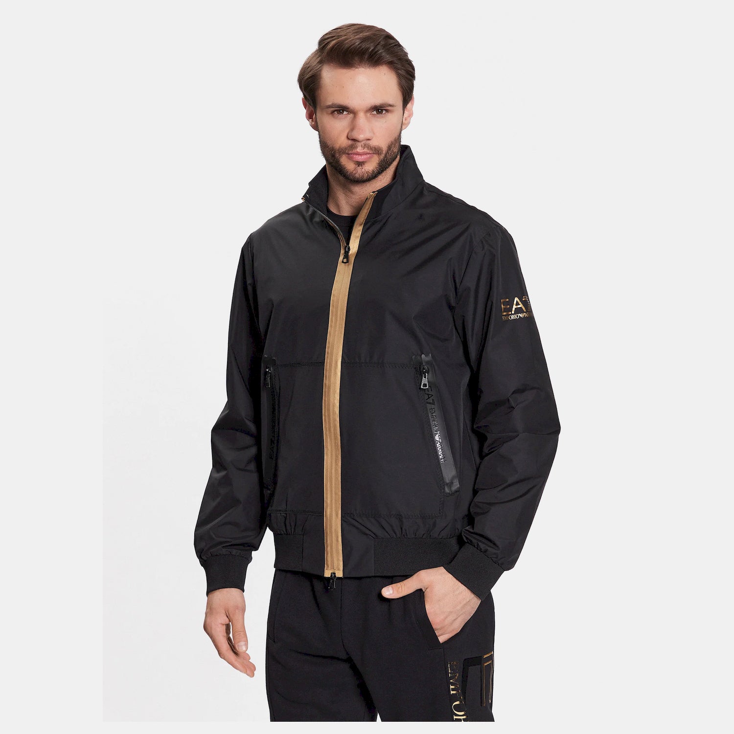 Emporio Armani Ea7 Blusao Jackets 3rpb11 Pn27z Blk Gold Preto Ouro_shot5