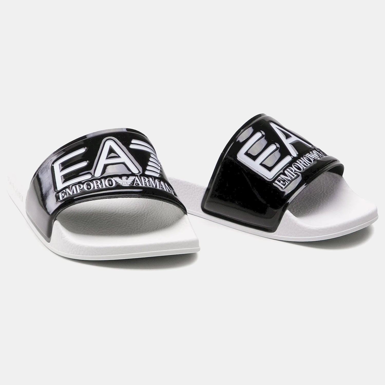 Emporio Armani Ea7 Chinelos Slippers Xcp001 Xcc22 Shiny Bk W Branco Verniz_shot3
