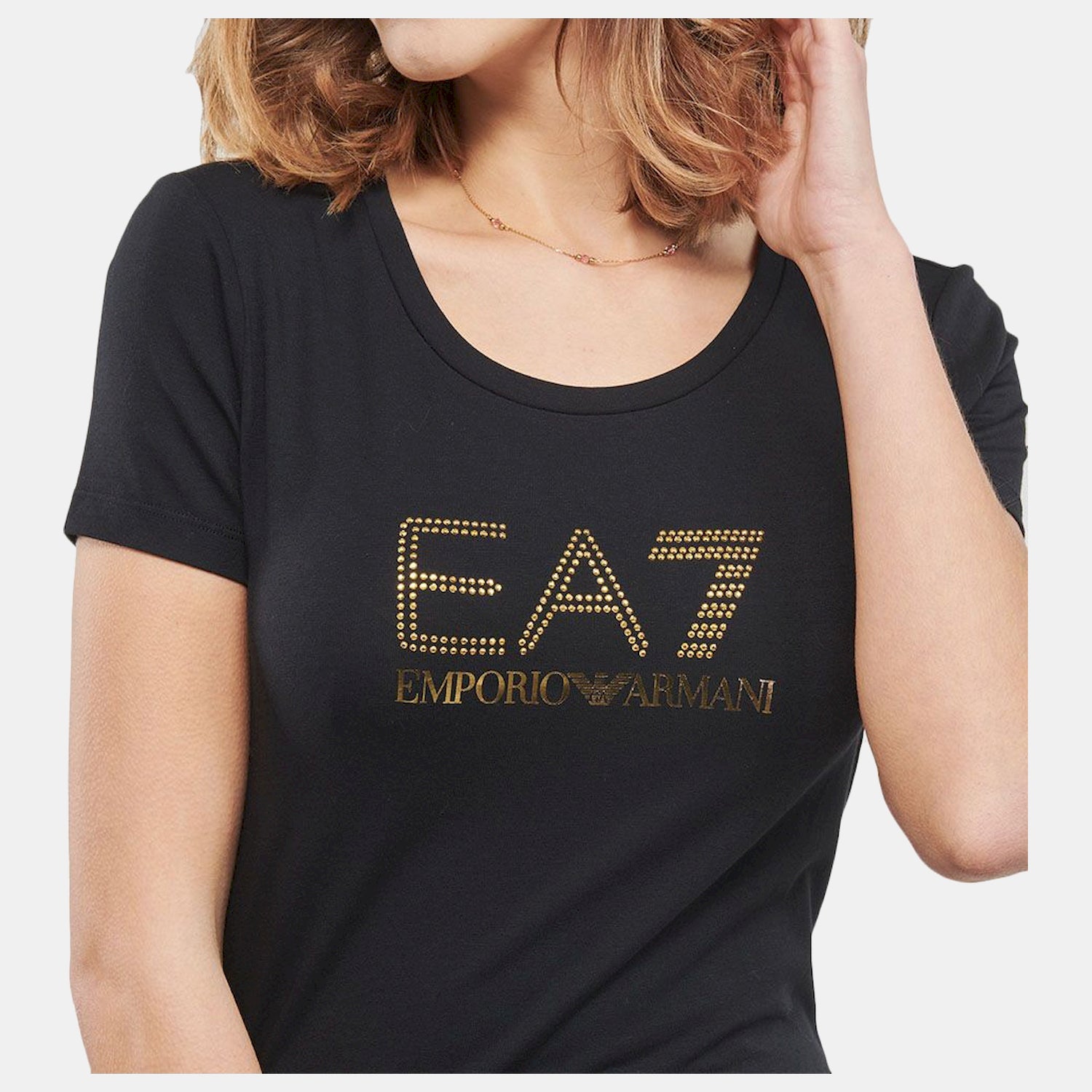Emporio Armani Ea7 T Shirt 8ntt67 Tjdqz Blk Gold Preto Ouro_shot2