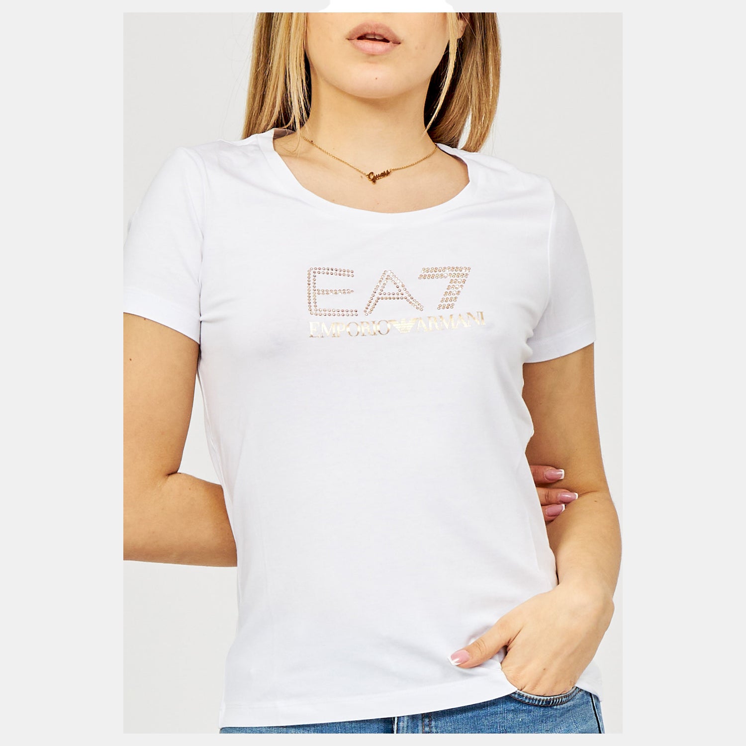 Emporio Armani Ea7 T Shirt 8ntt67 Tjdqz Whi Gold Branco Dourado_shot3