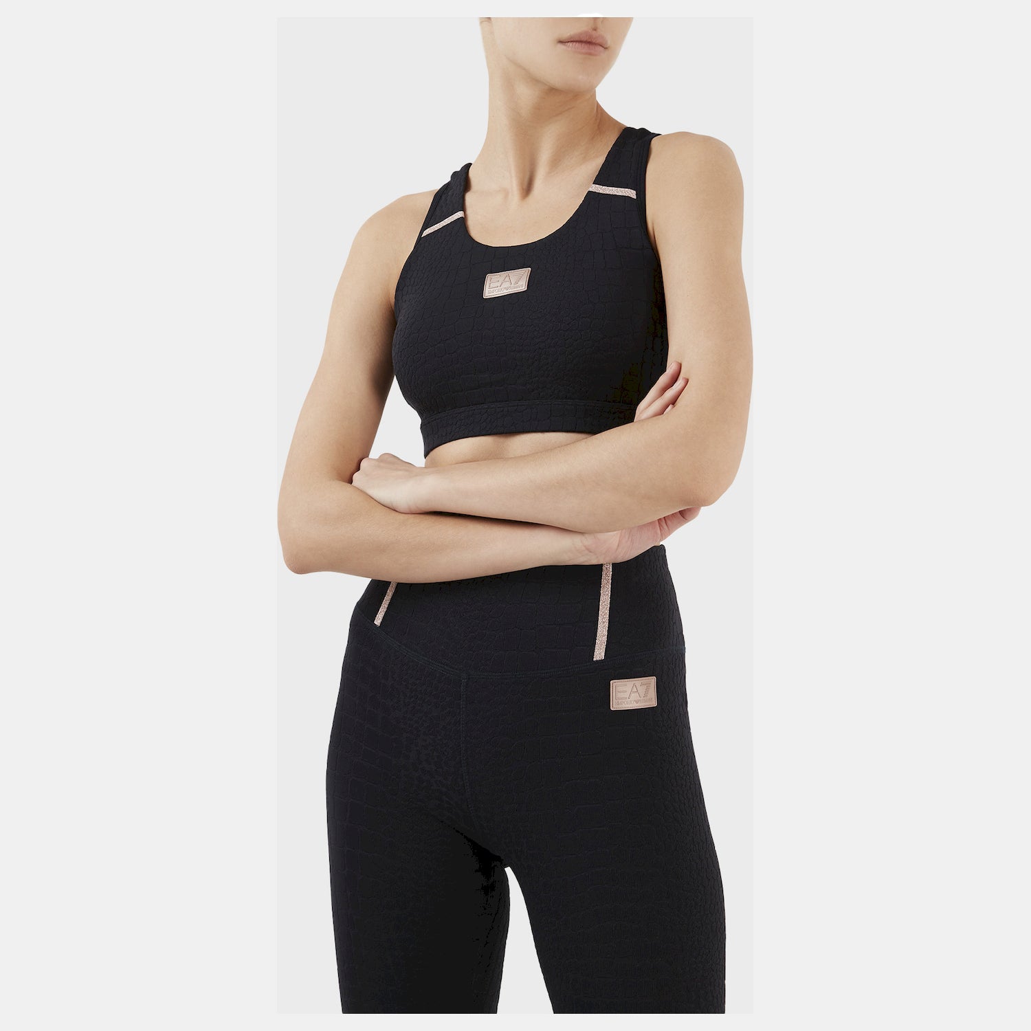 Emporio Armani Ea7 Top 3rth02 Tjkez Blk Gold Preto Ouro_shot1