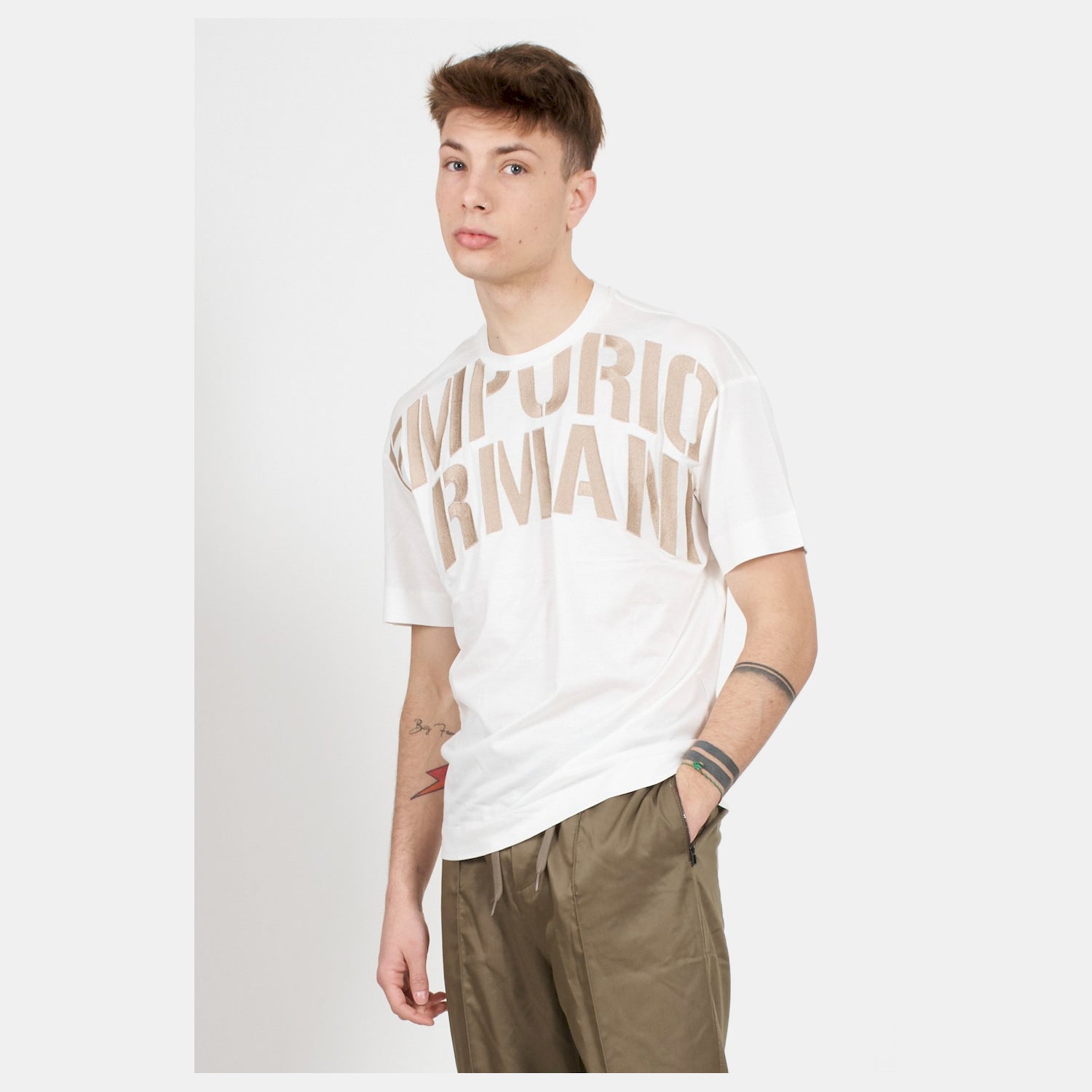 Emporio Armani T Shirt 3r1tz2 1juvz Whi Platin Branco Platin_shot1