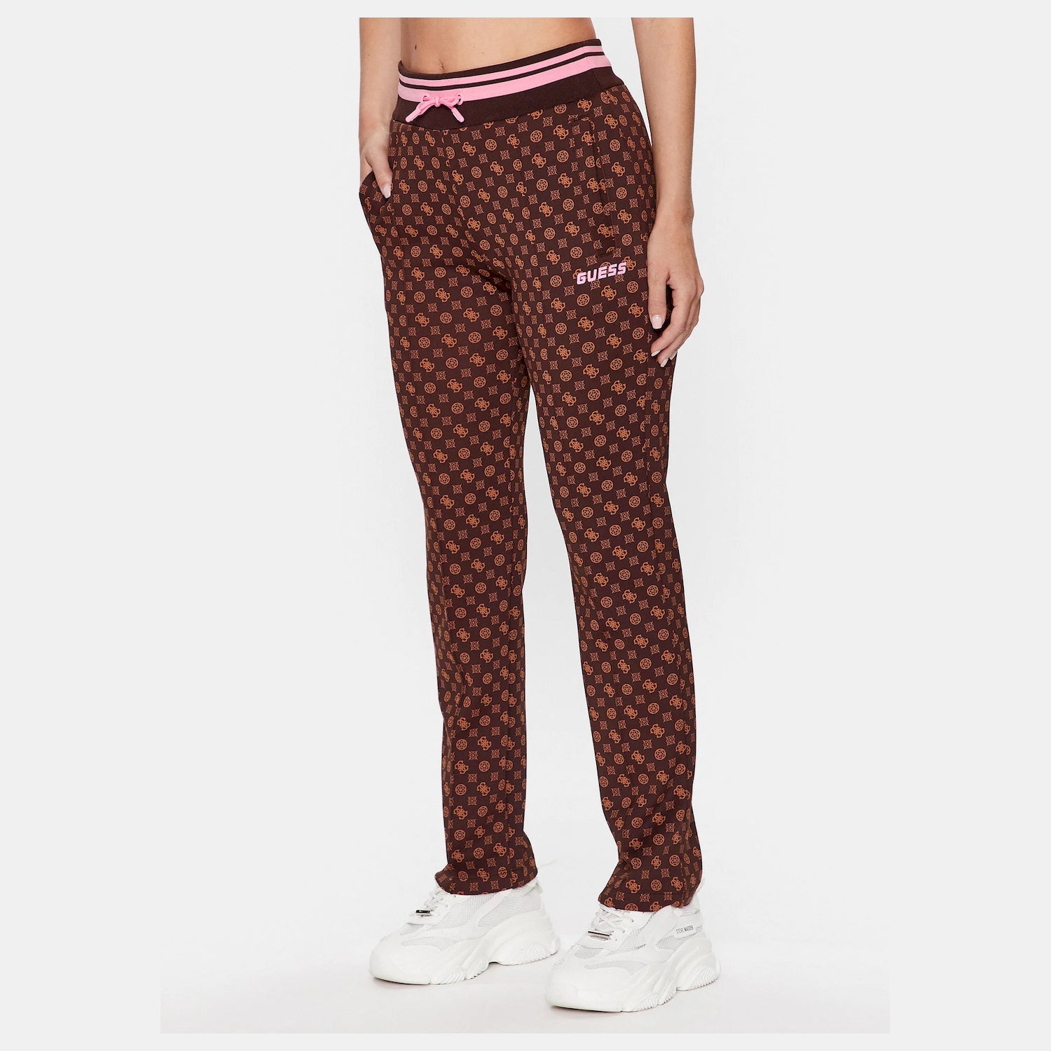 Guess Calcas Training Pants V3yb00 Kb212 Brown Pink Castanho Rosa_shot4