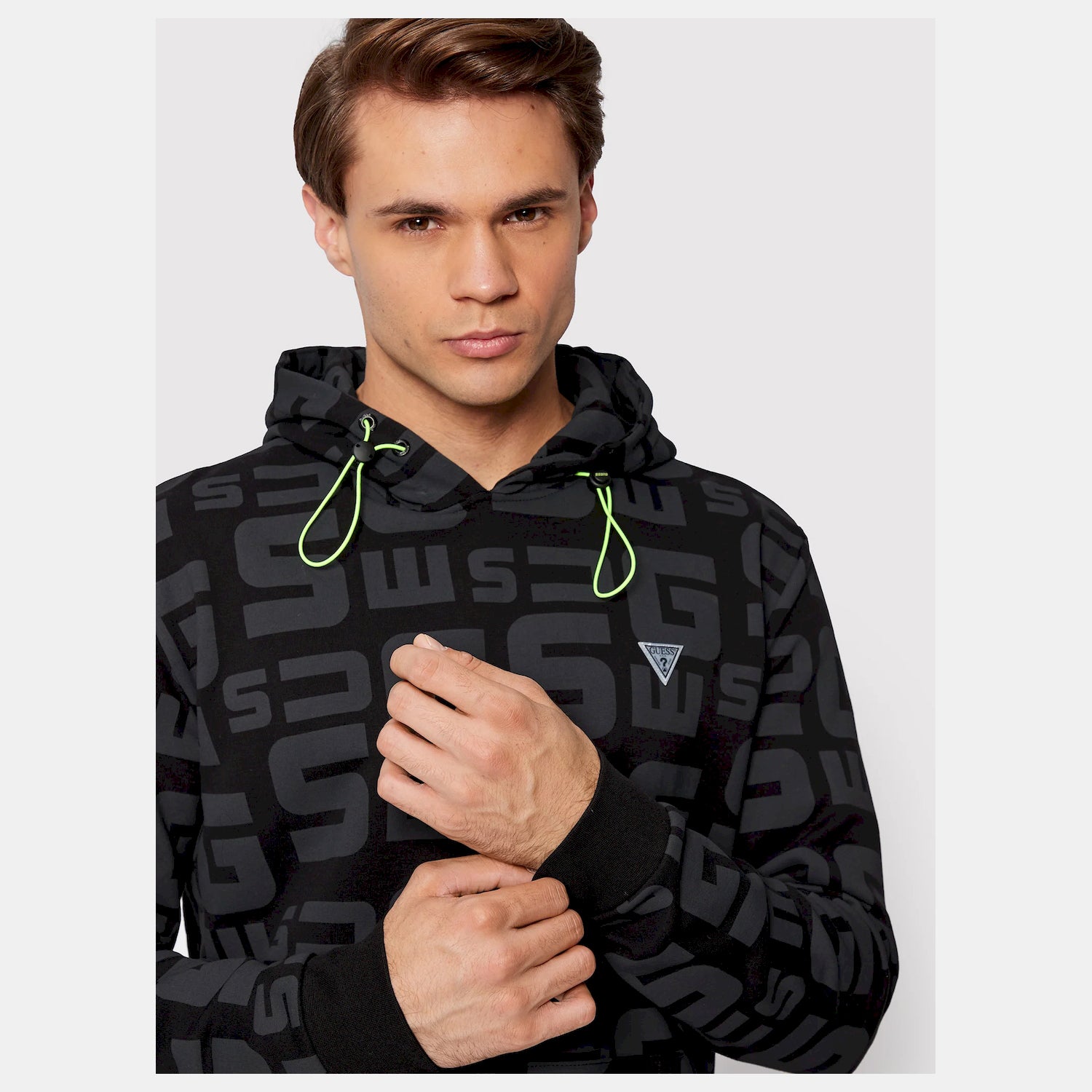 Guess Camisola Hoodie Z2yq16 K7on1 Blk Gry Preto Cinza_shot1