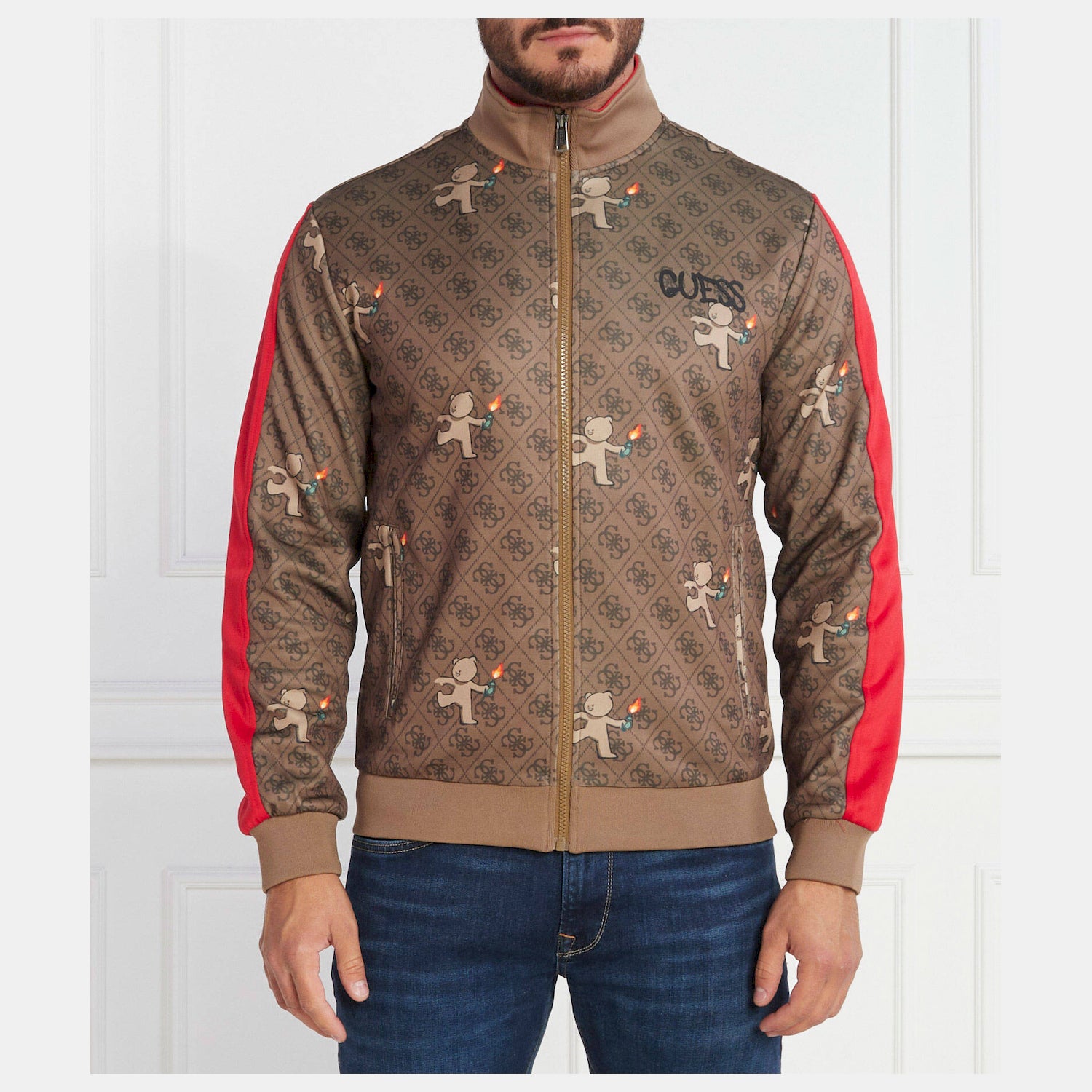 Guess Casaco Training Sweat Training M3bq63 Fl04q Brown.logo Castanho_shot2