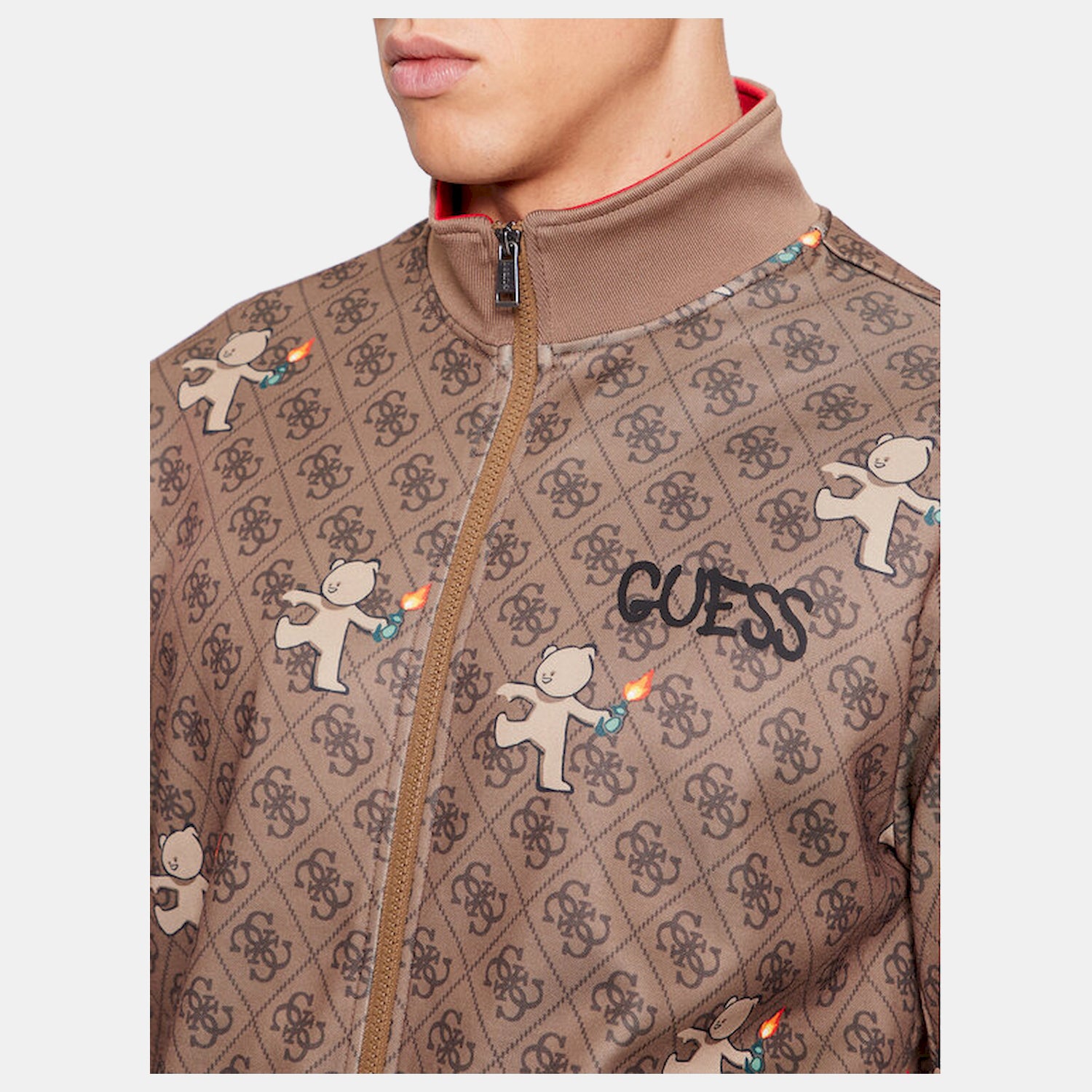Guess Casaco Training Sweat Training M3bq63 Fl04q Brown.logo Castanho_shot3