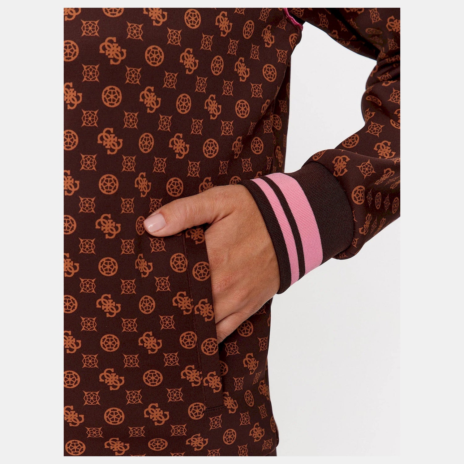 Guess Casaco Training Sweat Training V3yq00 Kb212 Brown Pink Castanho Rosa_shot2