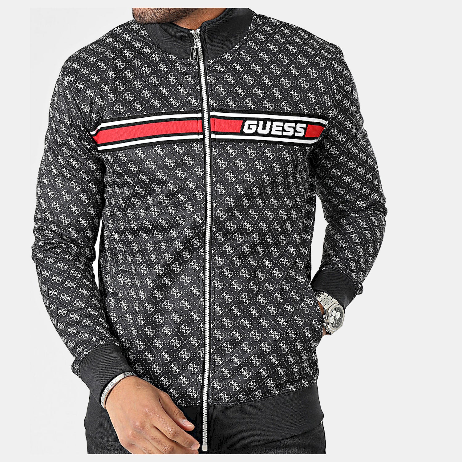 Guess Casaco Training Sweat Training Z2bq06 Fl04q Black.logo Preto_shot4