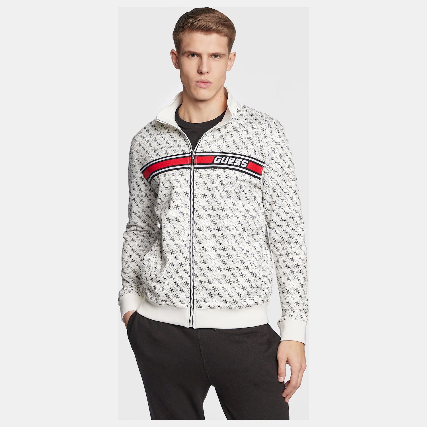 Guess Casaco Training Sweat Training Z2bq06 Fl04q White.logo Branco_shot3