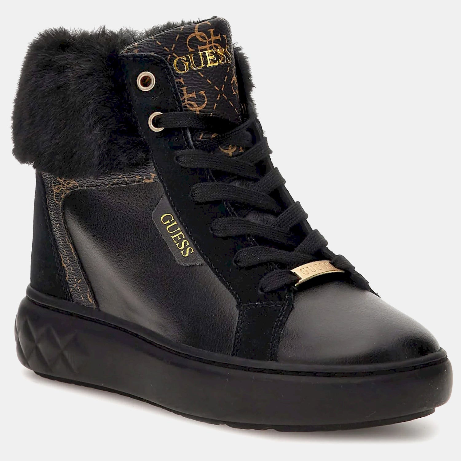 Guess Sapatilhas Bota Sneakers Boots Fl8rox Blk Brown Preto Castanho_shot4
