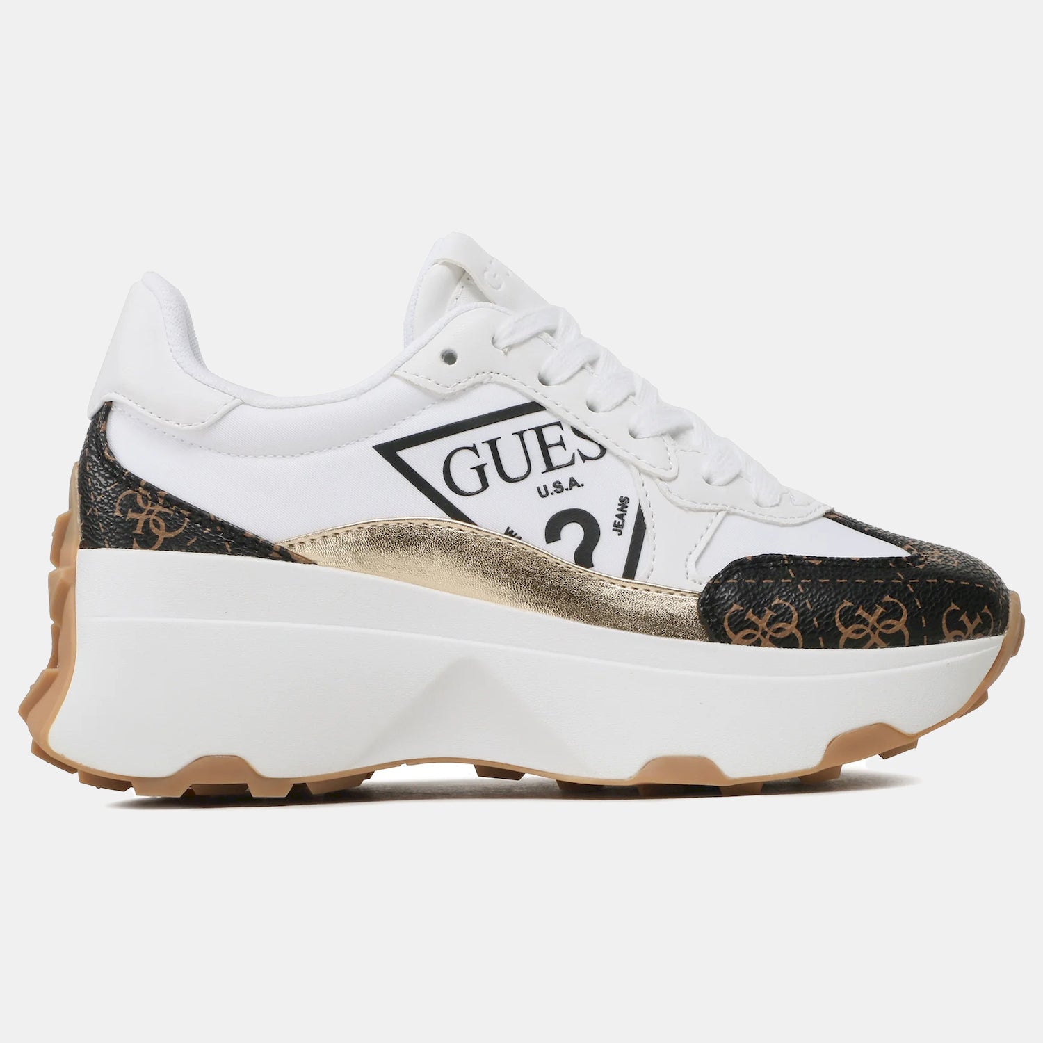 Guess Sapatilhas Sneakers Shoes Fl7c5b Whi Brown Branco Castanho_shot1