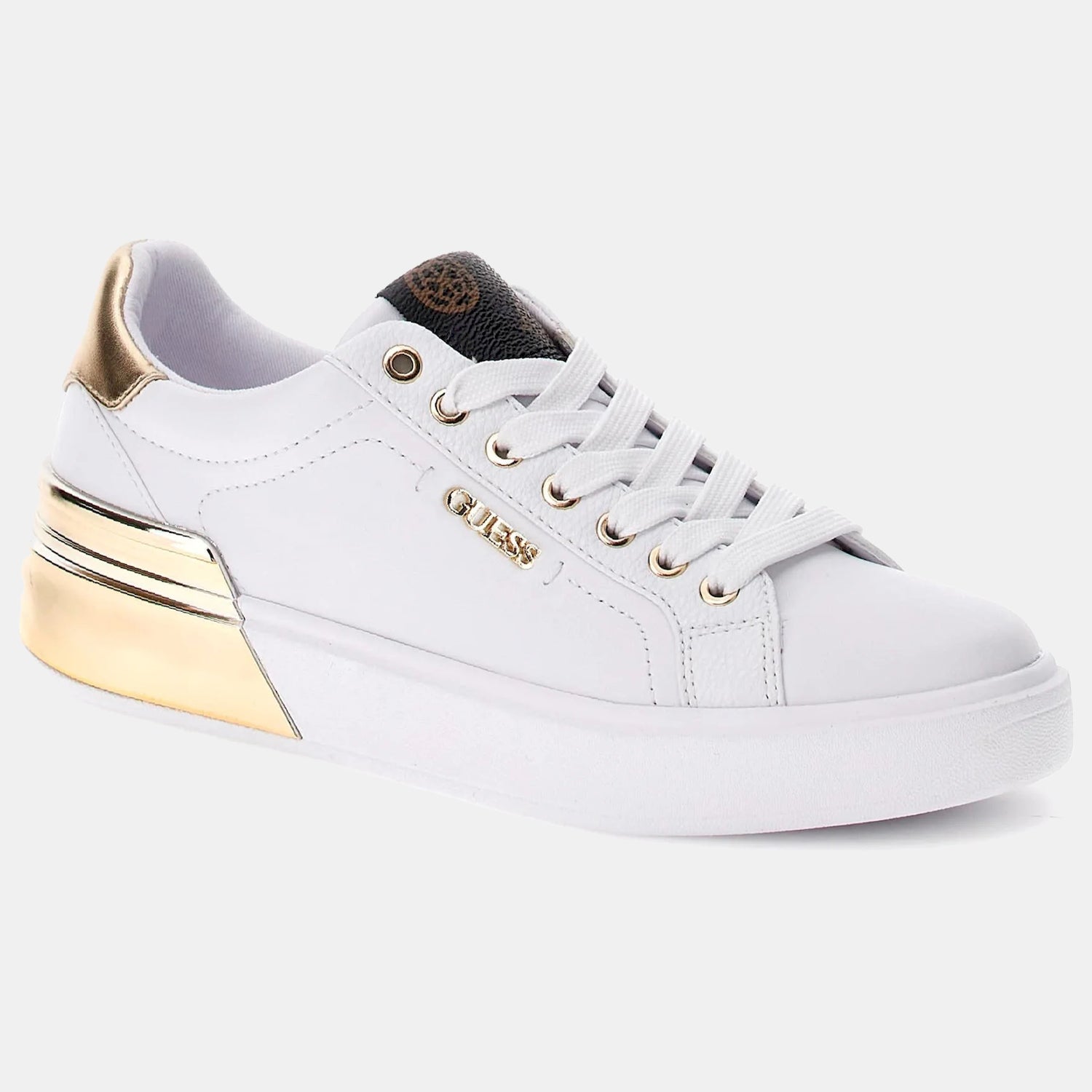 Guess Sapatilhas Sneakers Shoes Fl8coa Whi Gold Branco Dourado_shot4