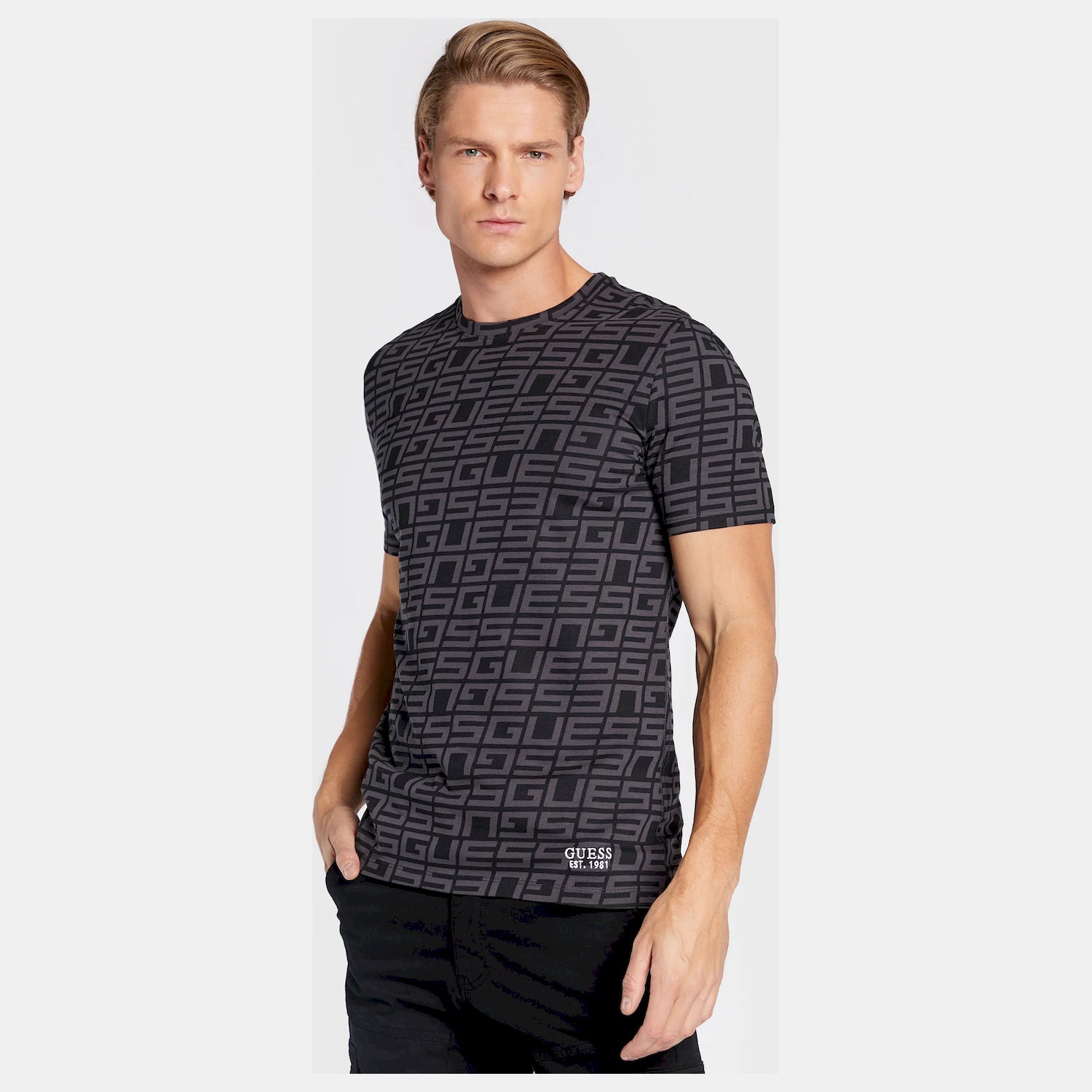 Guess T Shirt M2bi50 J1314 Blk Gry Preto Cinza_shot2