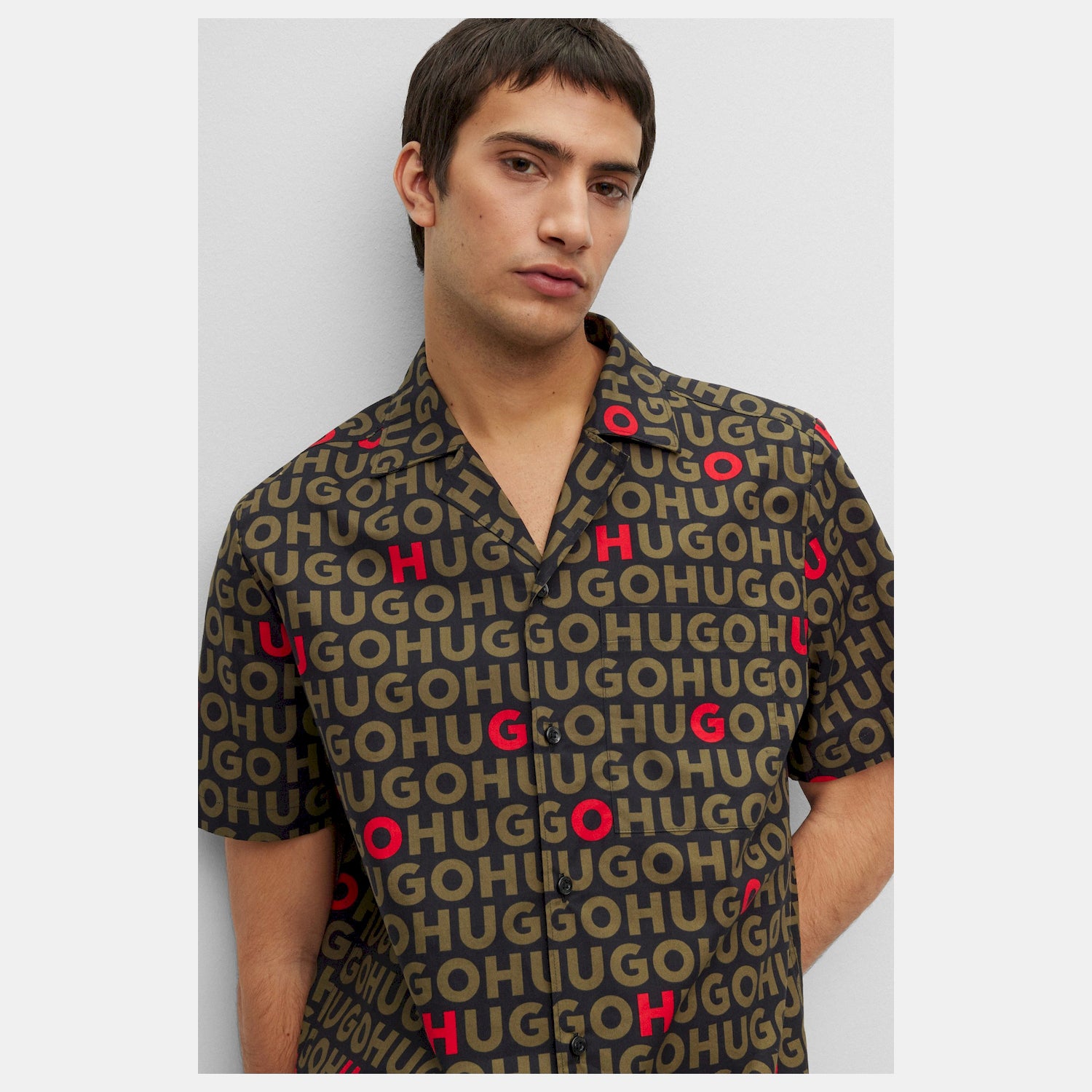 Hugo Camisa Shirt Ellino 5049585 Green Blk Verde Preto_shot2