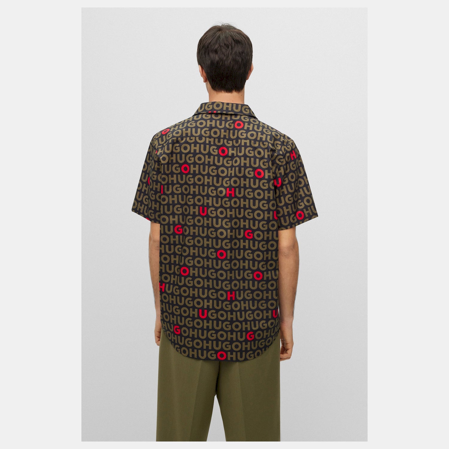 Hugo Camisa Shirt Ellino 5049585 Green Blk Verde Preto_shot4