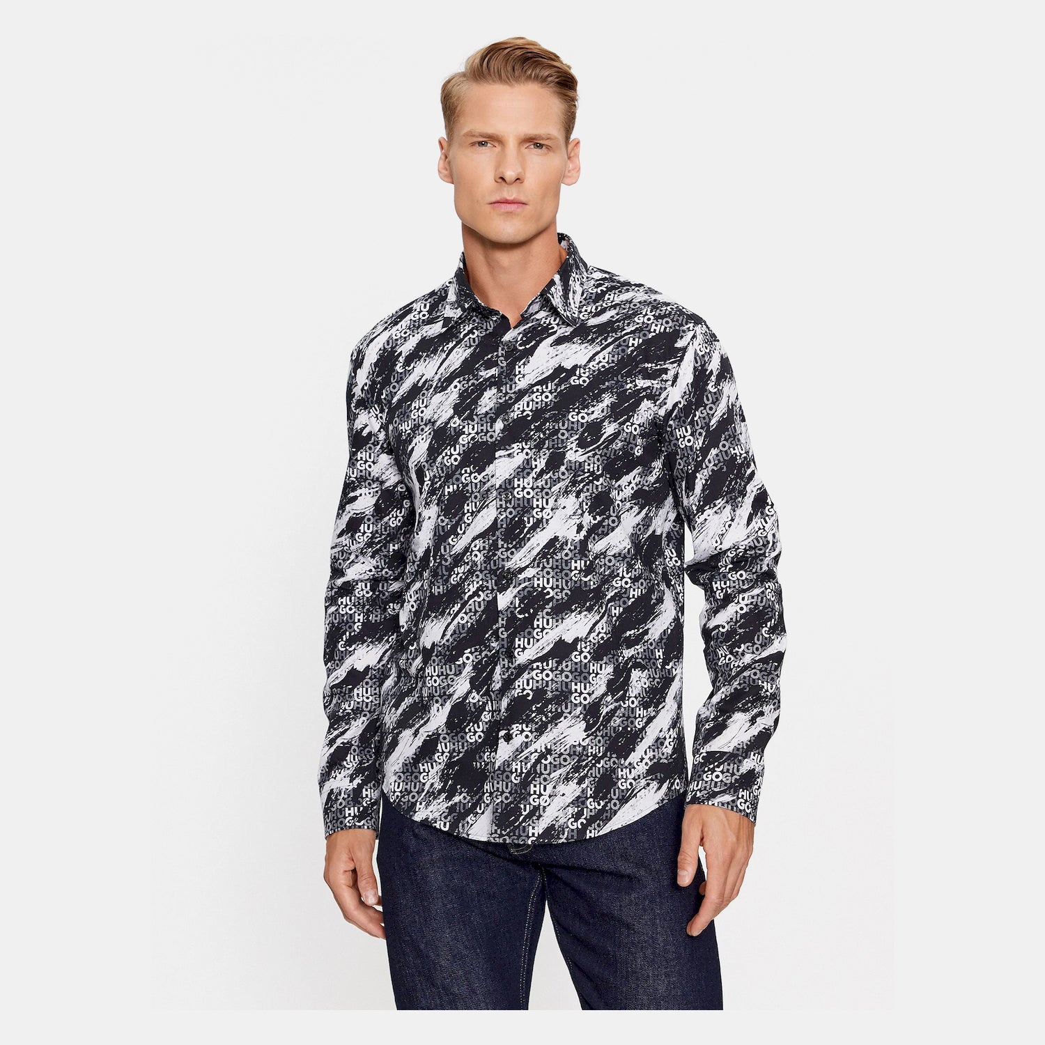 Hugo Camisa Shirt Ermo 50501841 Blk Multi Preto Multicolor_shot4
