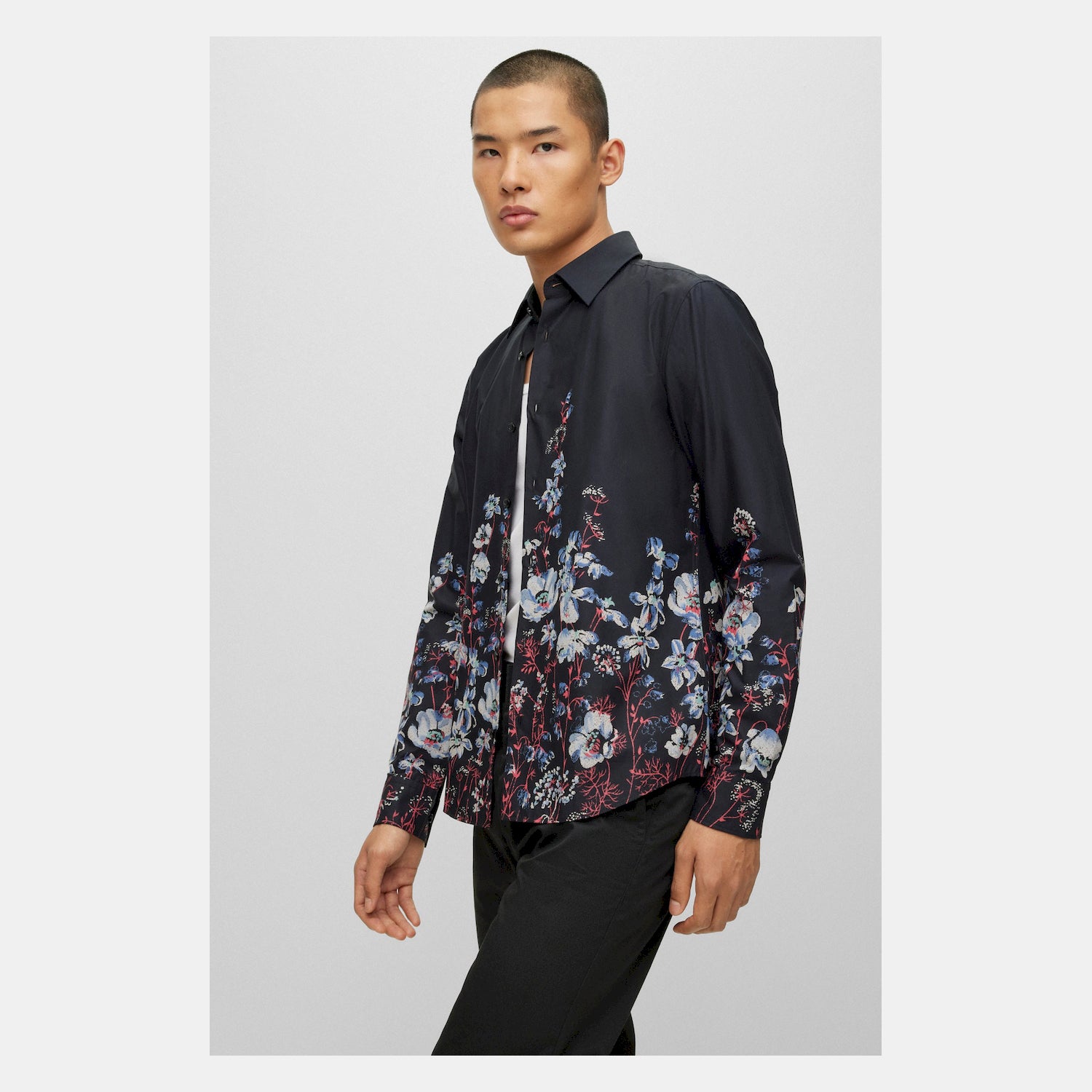 Hugo Camisa Shirt Ermo 50502086 Blk Multi Preto Multicolor_shot3