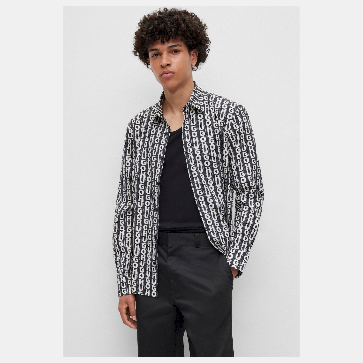 Hugo Camisa Shirt Ermo Black Preto_shot3