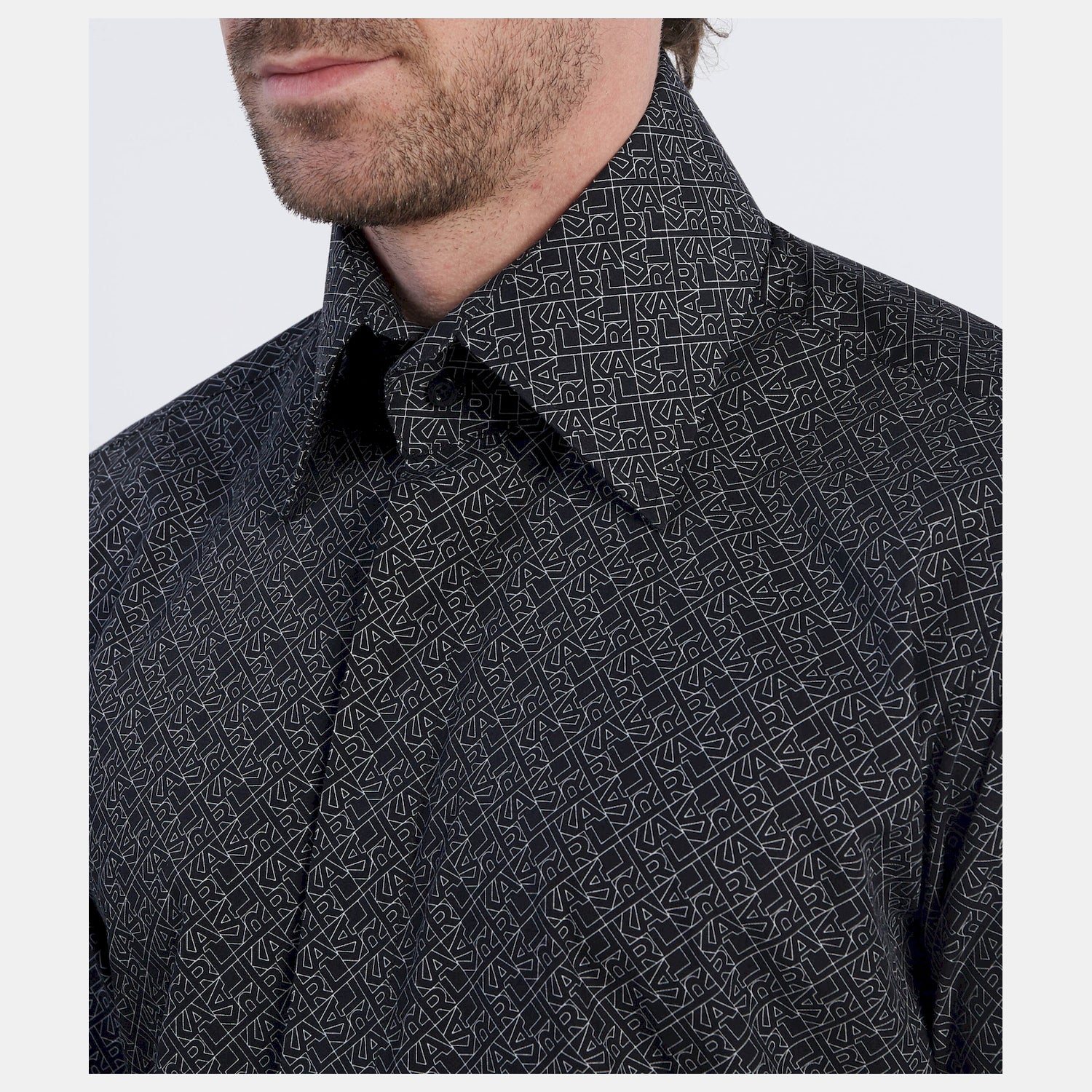 Karl Lagerfeld Camisa Shirt Kl605000 Blk White Preto Branco_shot3