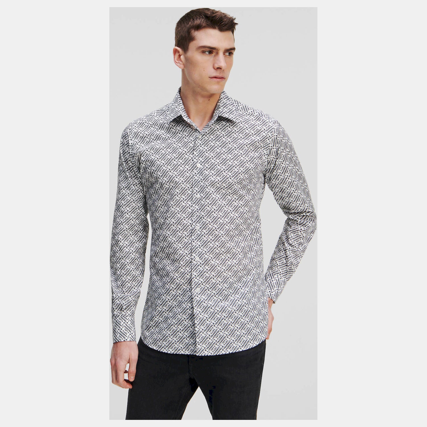 Karl Lagerfeld Camisa Shirt Kl605000 Whi Black Branco Preto_shot1