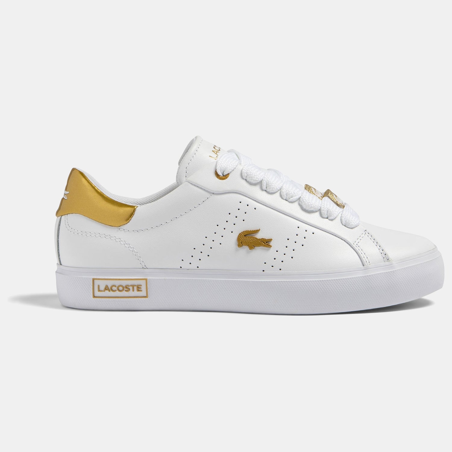 Lacoste Sapatilhas Sneakers Shoes W Powercourt Whi Gold Branco Dourado_shot1