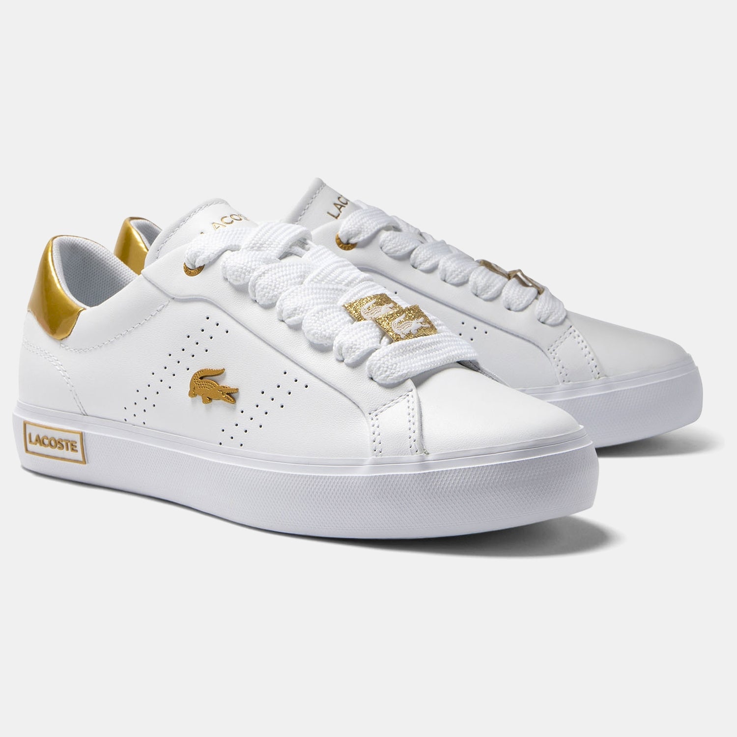 Lacoste Sapatilhas Sneakers Shoes W Powercourt Whi Gold Branco Dourado_shot2
