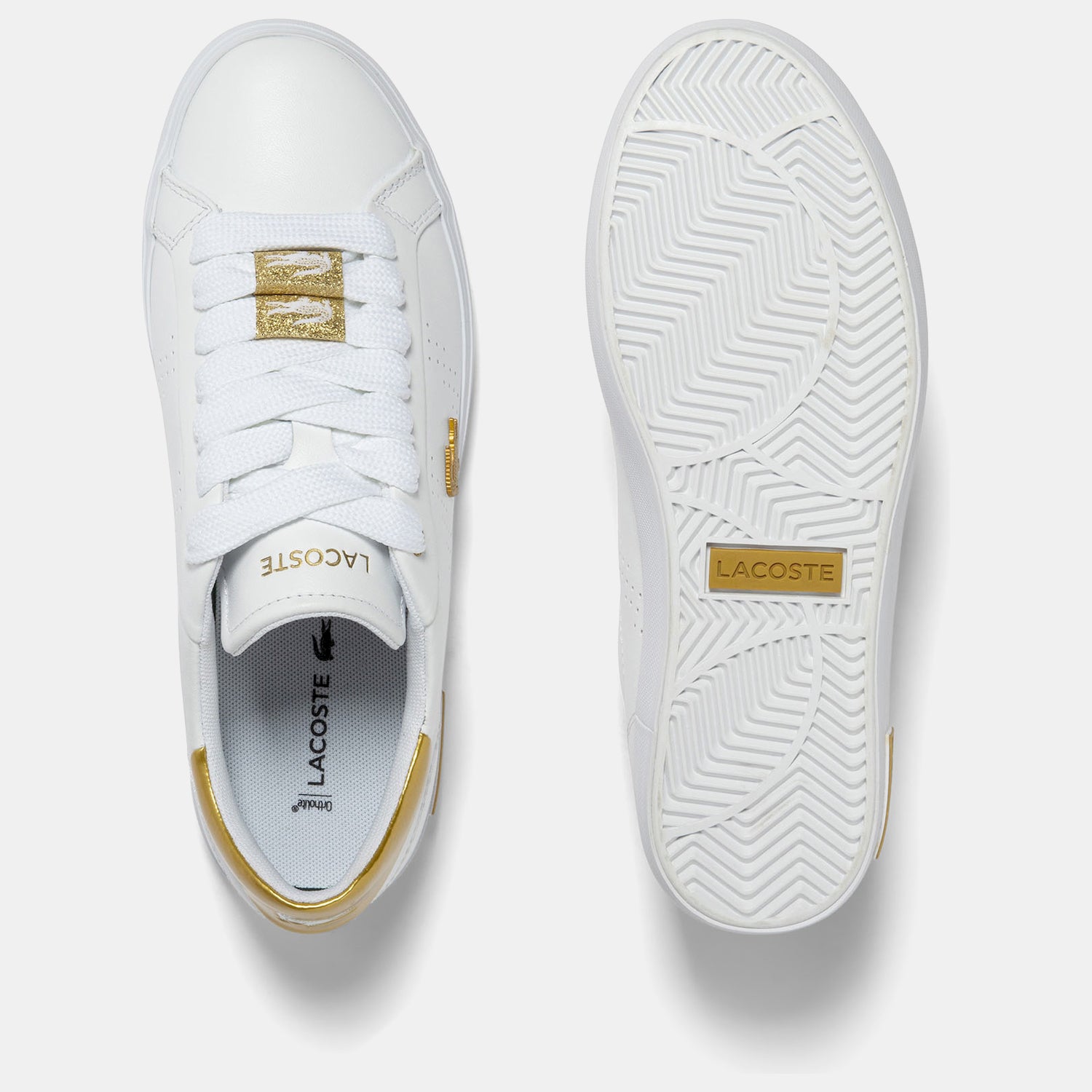 Lacoste Sapatilhas Sneakers Shoes W Powercourt Whi Gold Branco Dourado_shot4