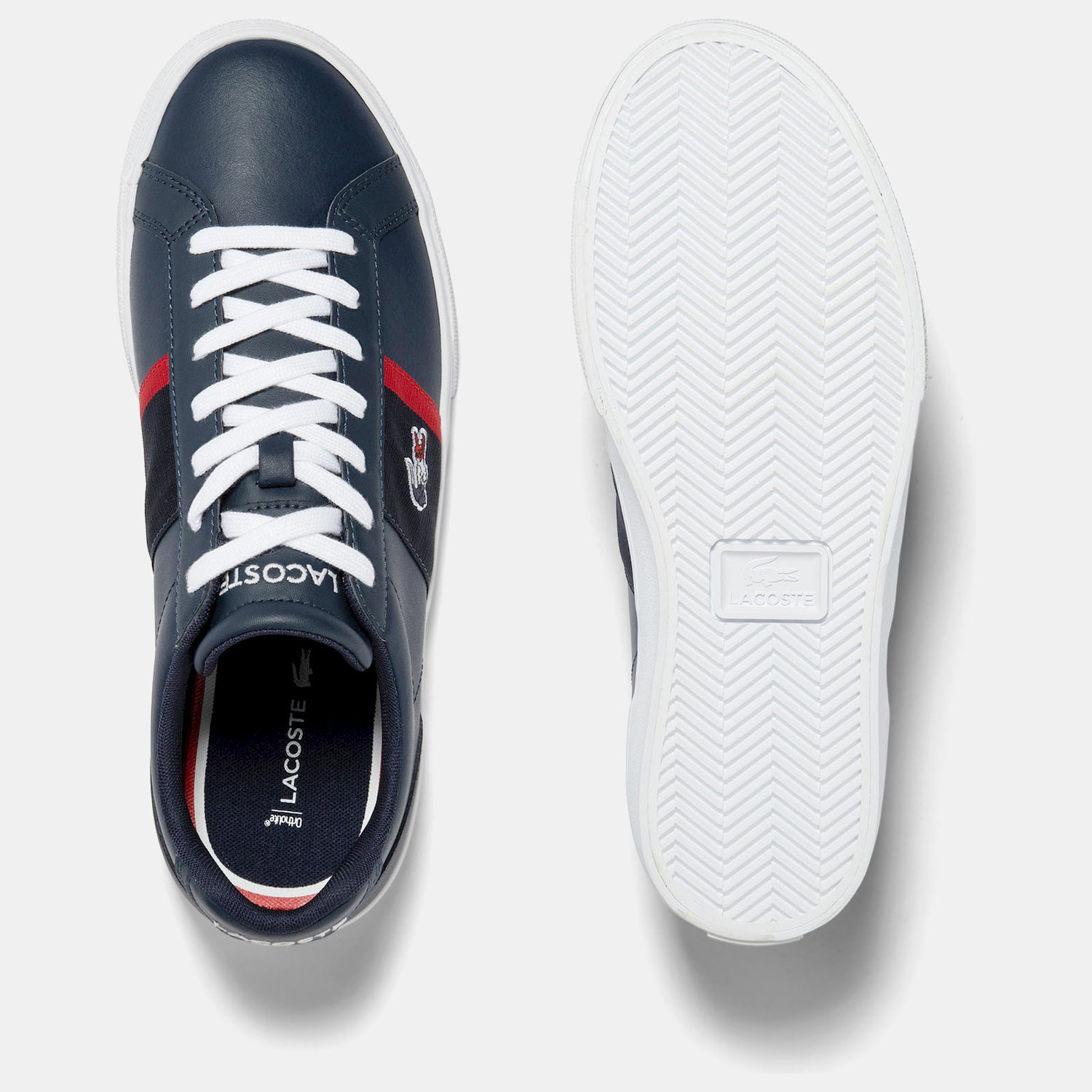 Lacoste Sapatilhas Sneakers Shoes Lerond Pro Lea Navy Wh Re Azul Branco Vermelho_shot4