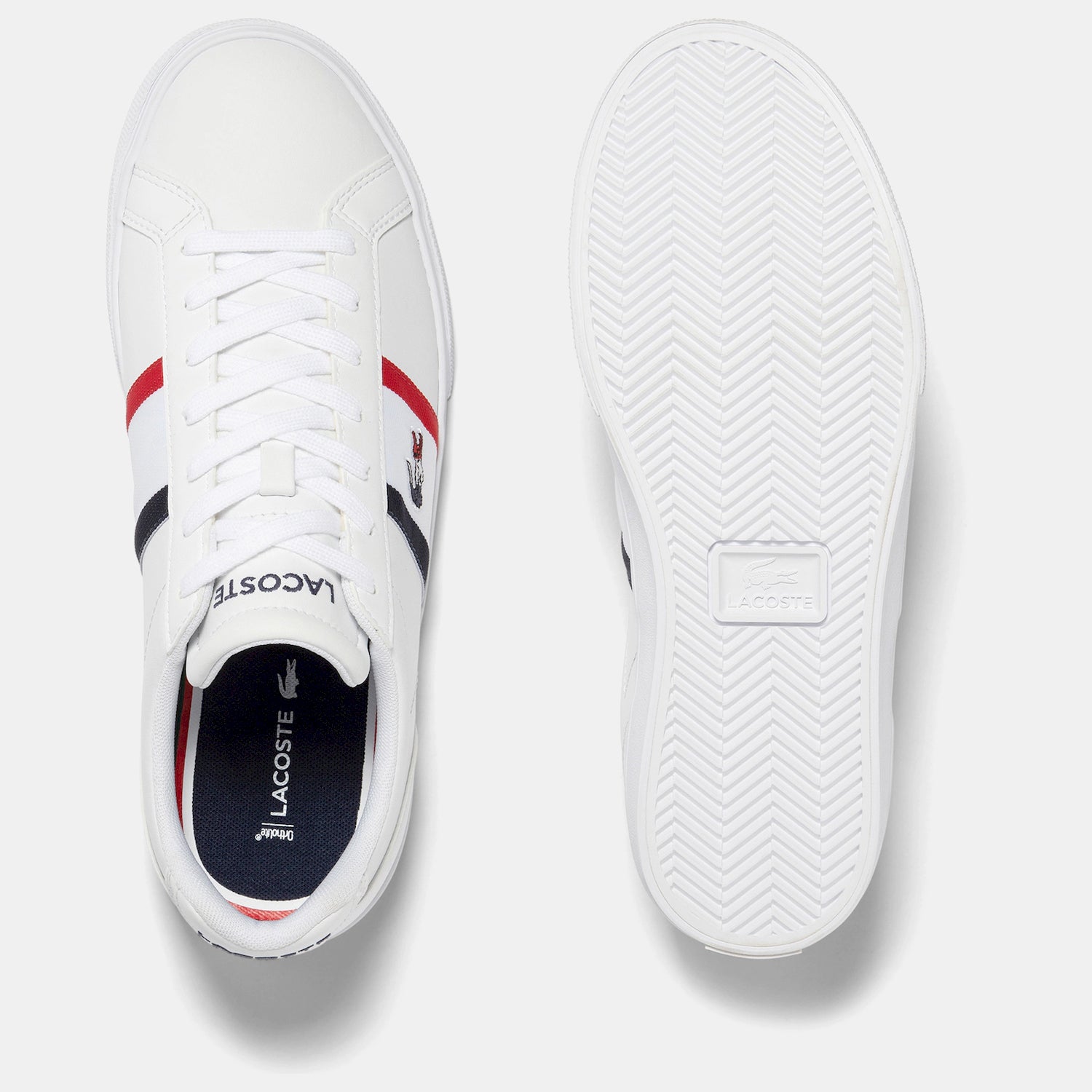 Lacoste Sapatilhas Sneakers Shoes Lerond Pro Lea Whi Nvy Re Branco Navy Vermelho_shot4