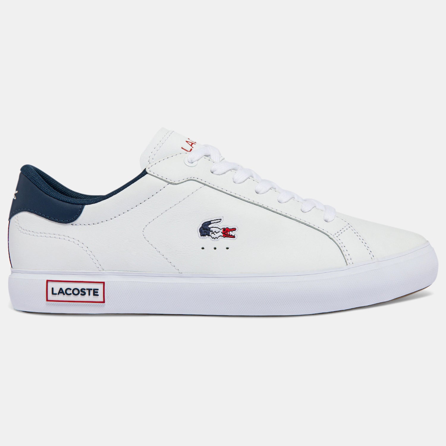 Lacoste Sapatilhas Sneakers Shoes Powercourt43sm Whi Red Nv Branco Vermelho Azul_shot1