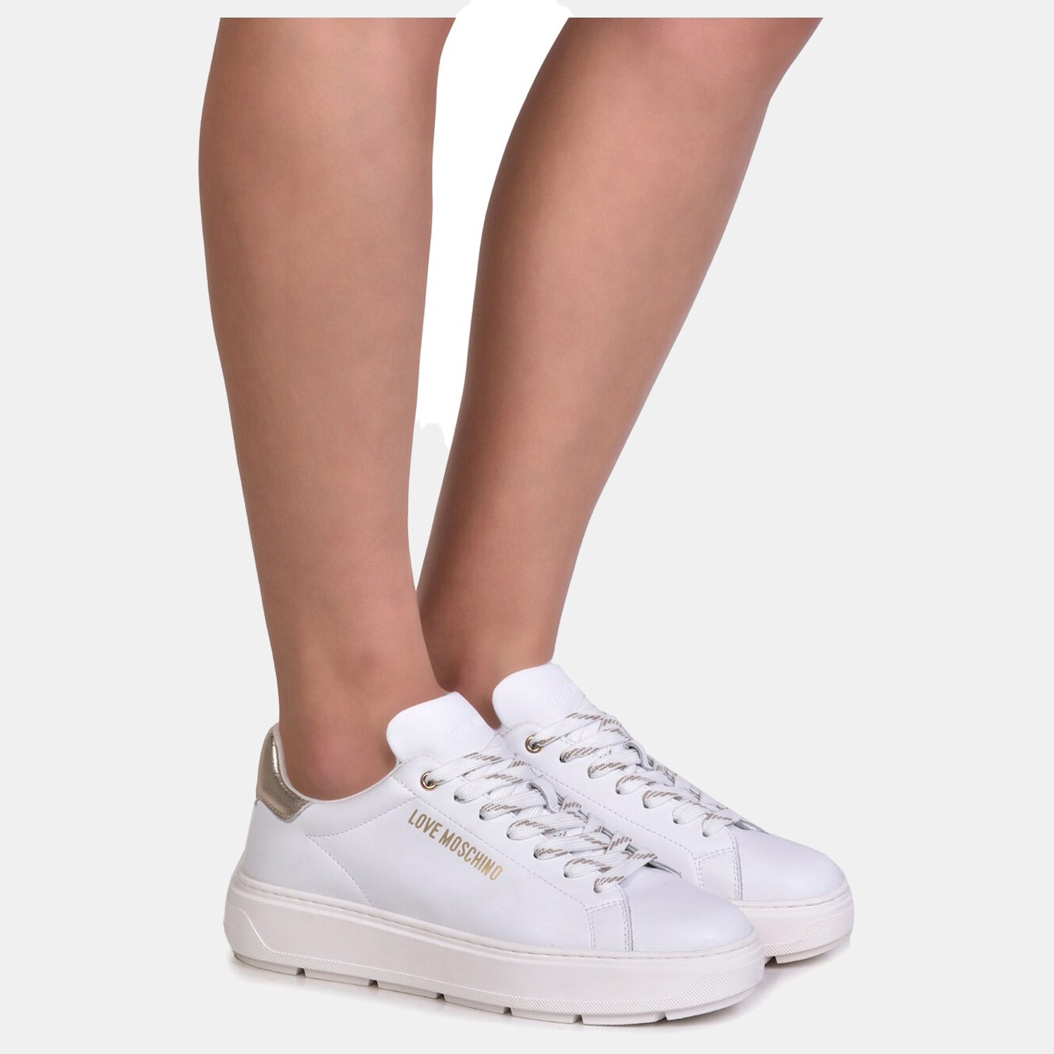 Moschino Sapatilhas Sneakers Shoes Ja15374 Whi Gold Branco Dourado_shot1