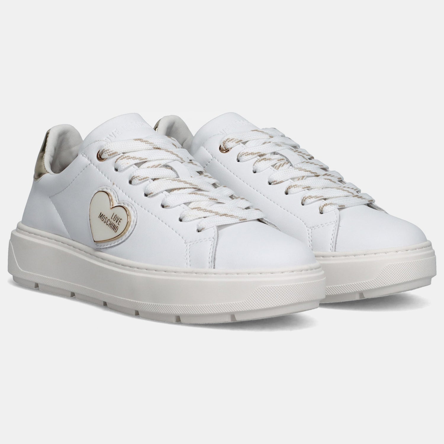 Moschino Sapatilhas Sneakers Shoes Ja15384 Whi Gold Branco Dourado_shot1