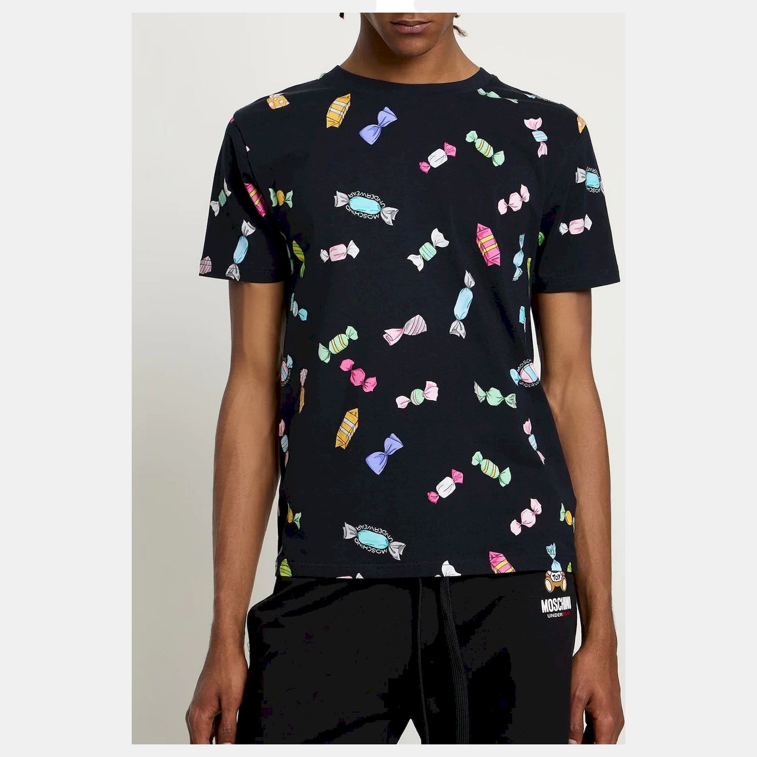 Moschino T Shirt A0704 4412 Blk Multi Preto Multicolor_shot2