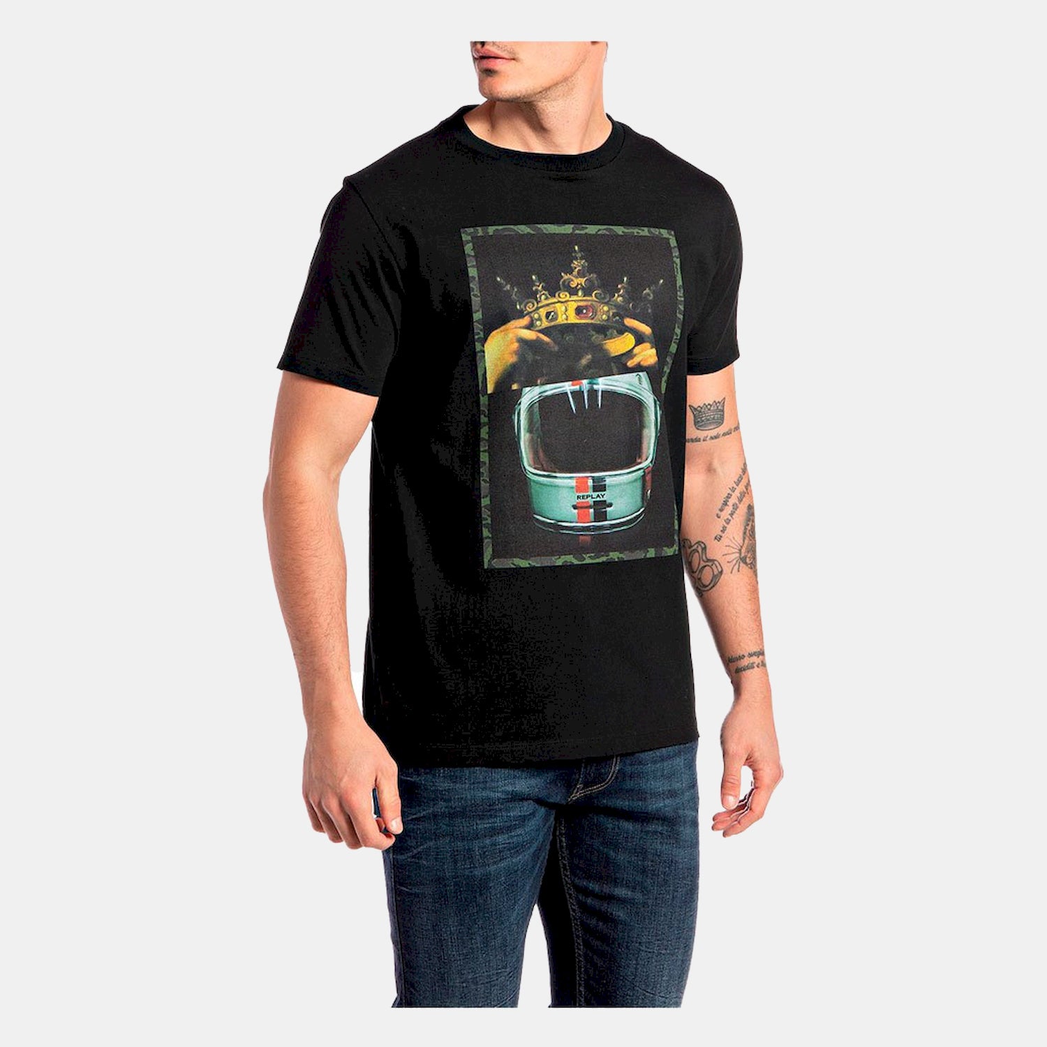 Replay T Shirt M6257 Blk Multi Preto Multicolor_shot4