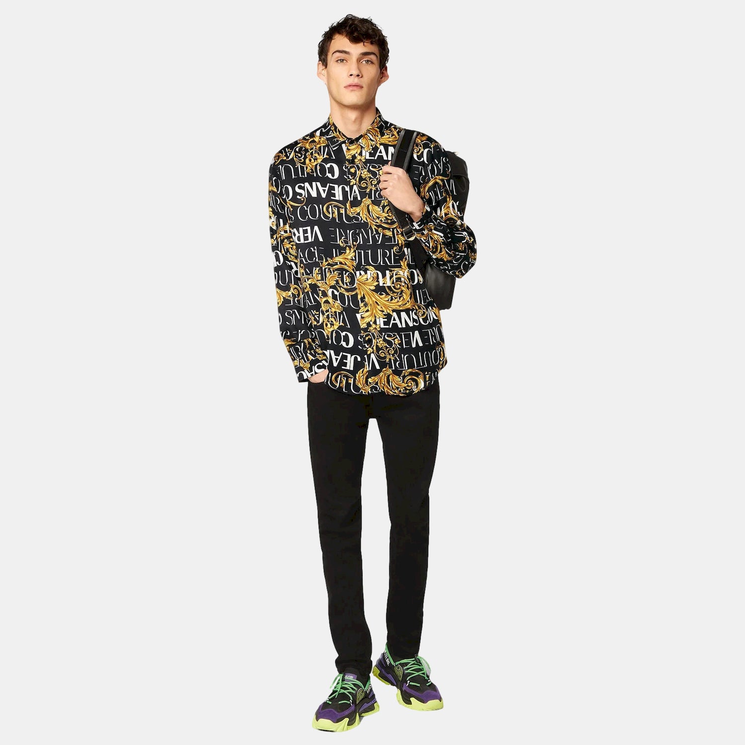 Versace Camisa Shirt 73gal2r0 Blk Gold Preto Ouro_shot1
