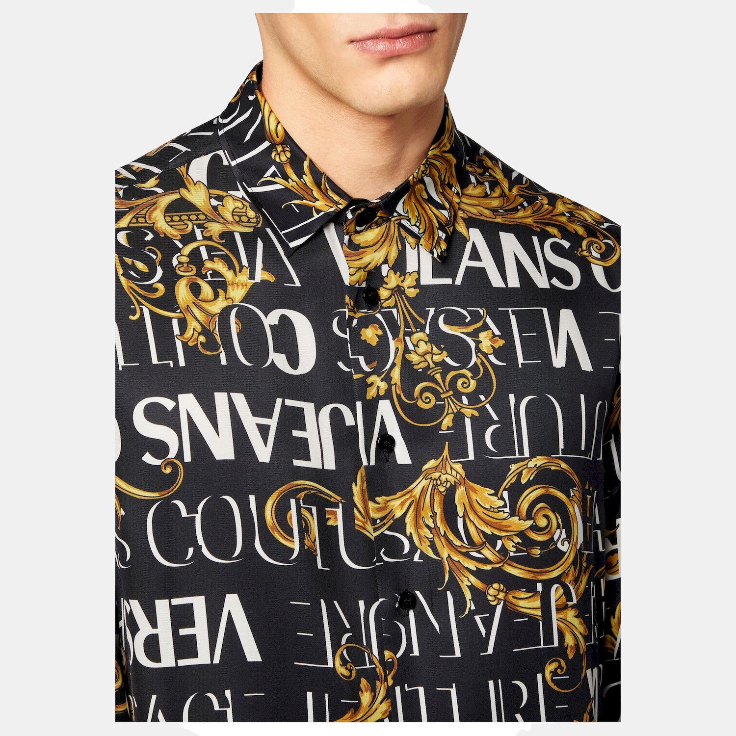 Versace Camisa Shirt 73gal2r0 Blk Gold Preto Ouro_shot3